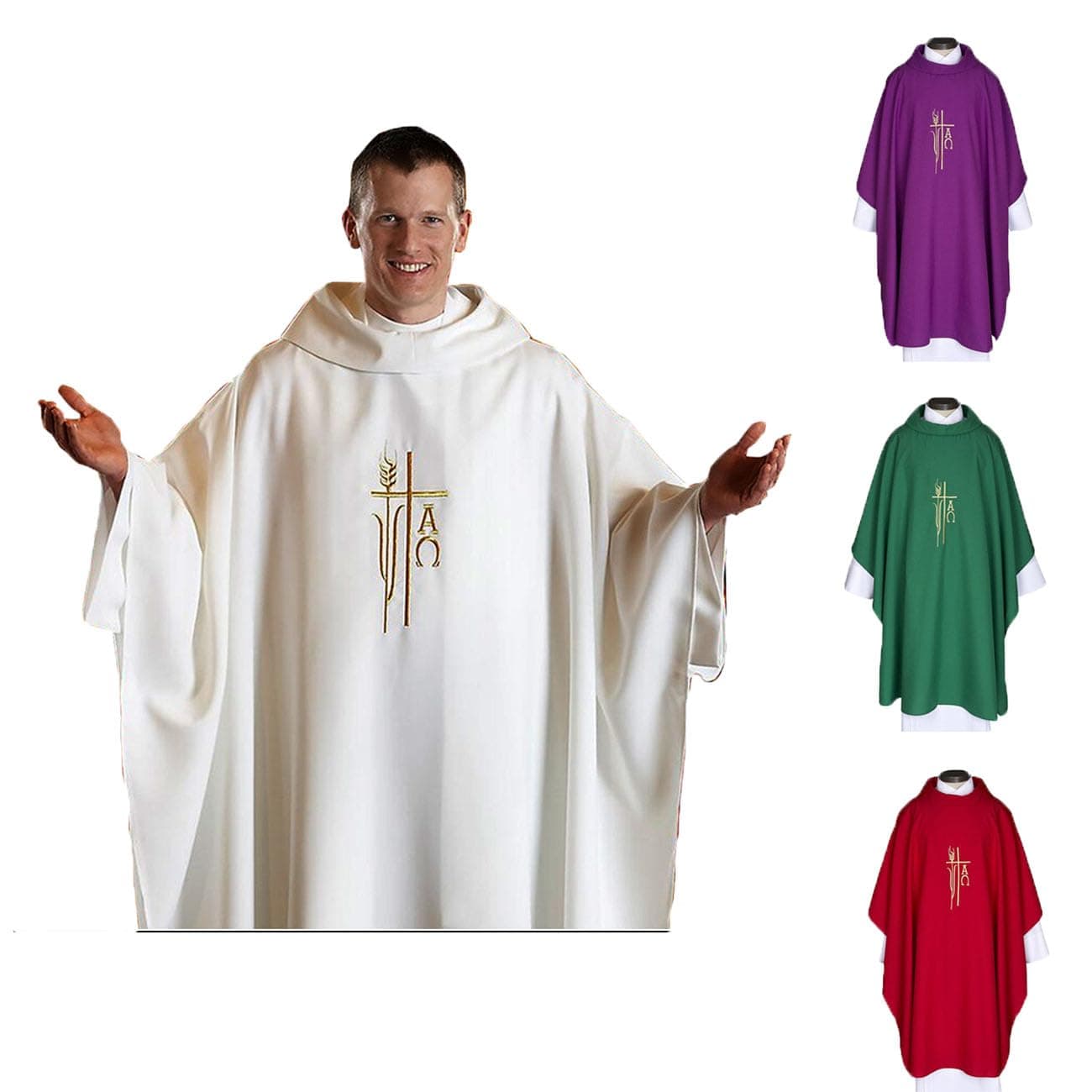 Catholic Factory Outlet Spirit/Hope Monastic Chasuble, Green, 51" L