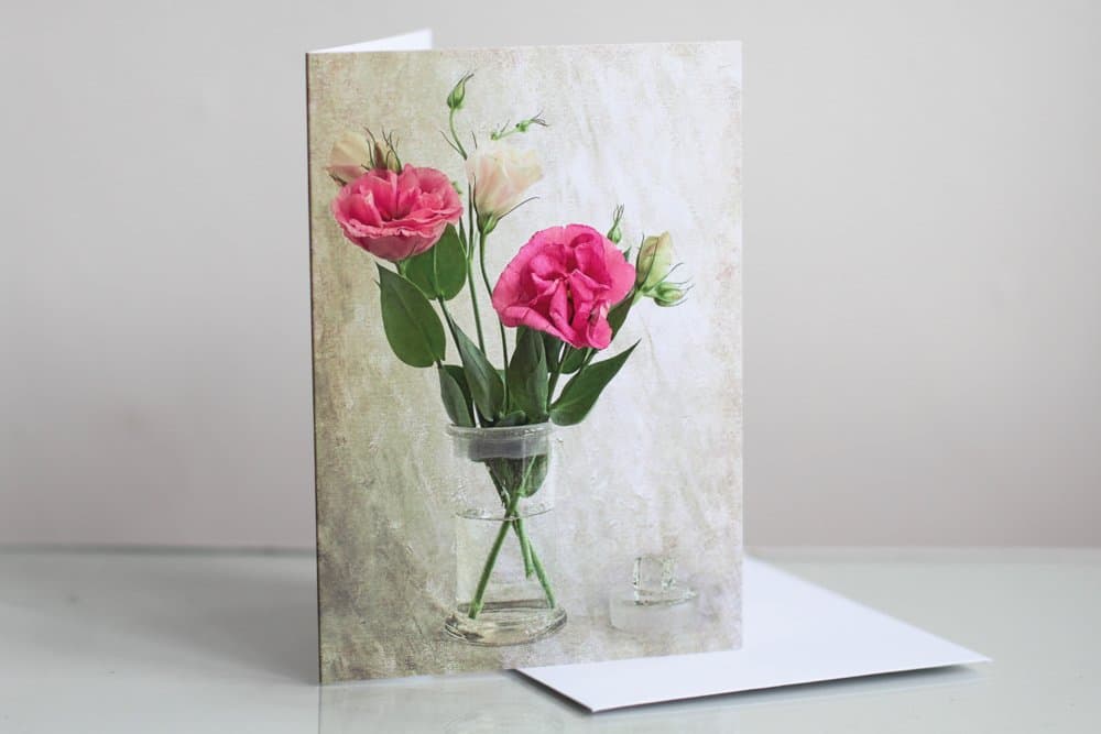 Lisianthus photographic greeting card, blank greeting card, card for all occasions