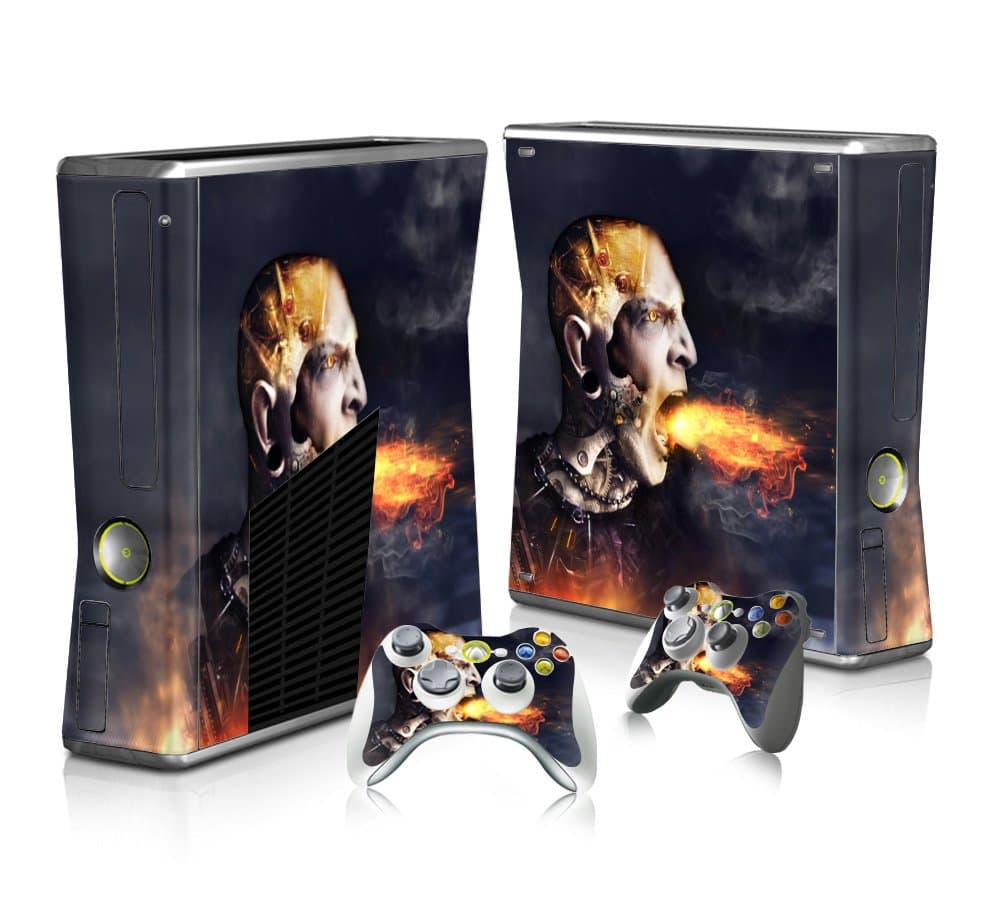 Xbox 360 Slim Skin Sticker Full Body Wrap Plus Two Matching Controller Skins Protects From Scratches Vinyl Decal Dragon Man Blowing Fire
