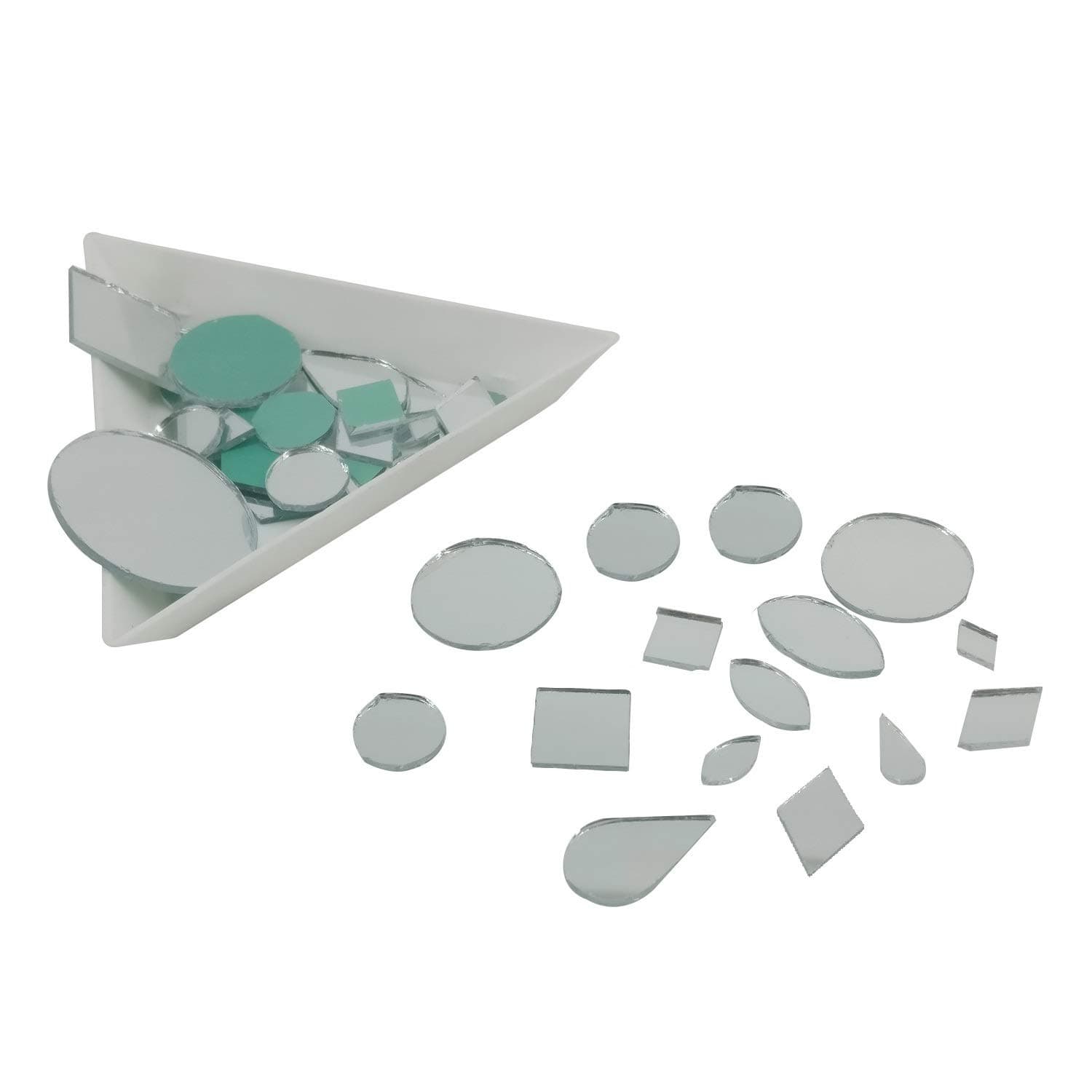 0.2 to 0.5 Inch Size Small Glass Mirrors (700+ Pieces, Mixed Shapes & Sizes) for Sewing Embroidery Crafts Jewelry Multipurpose Transparent Color