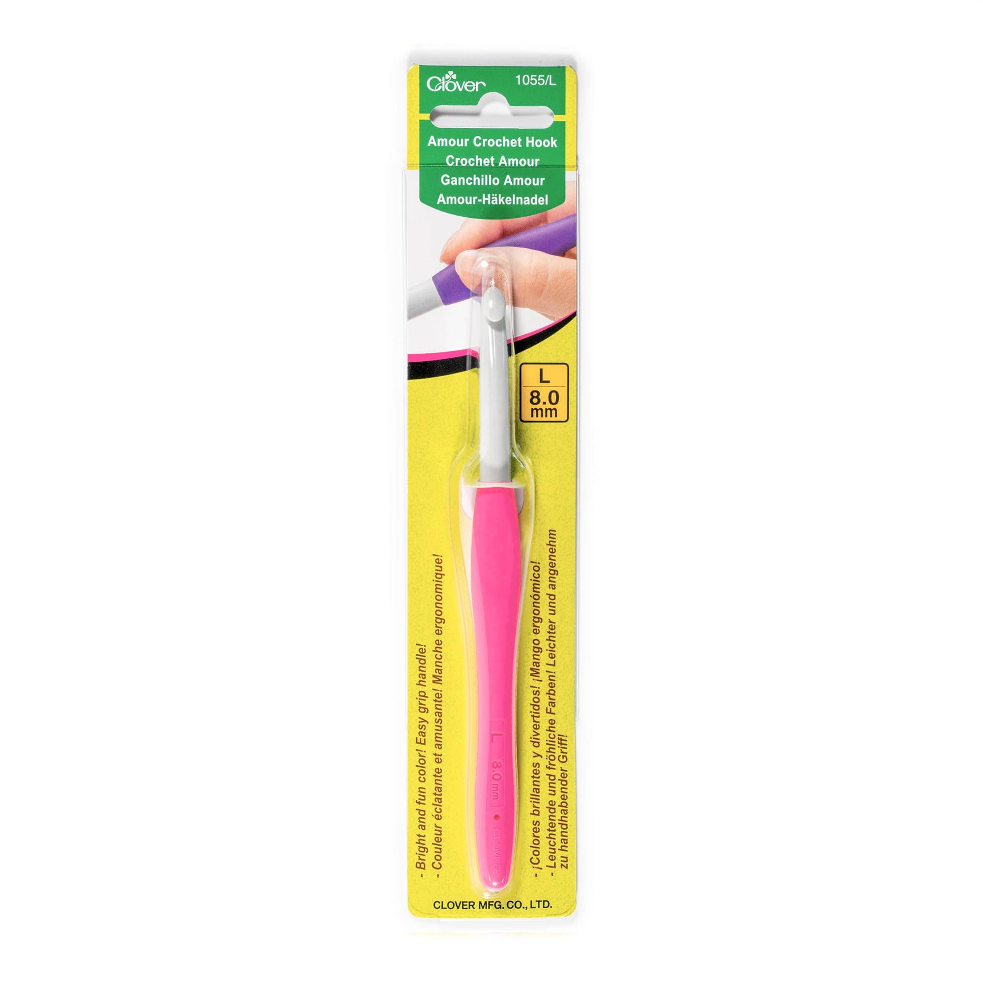 Clover Crochet Hook Amour ,Pink ,L :8.0mm ,1055/L
