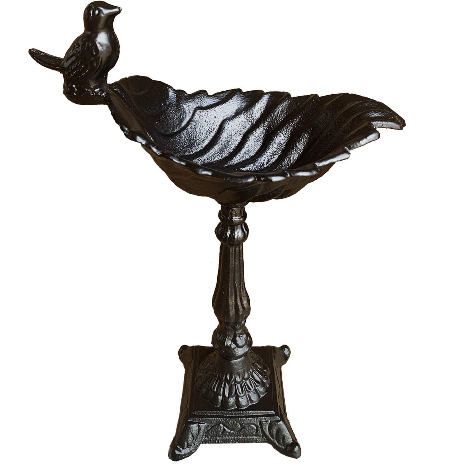 Jashem Cast Iron Bird Feeder Rustproof Maple Leaf Shape Bird Bath Decorative Wrought Crafts Heavy Bird Feeder for Garden Villa Home 13.2 x 9.25 inches