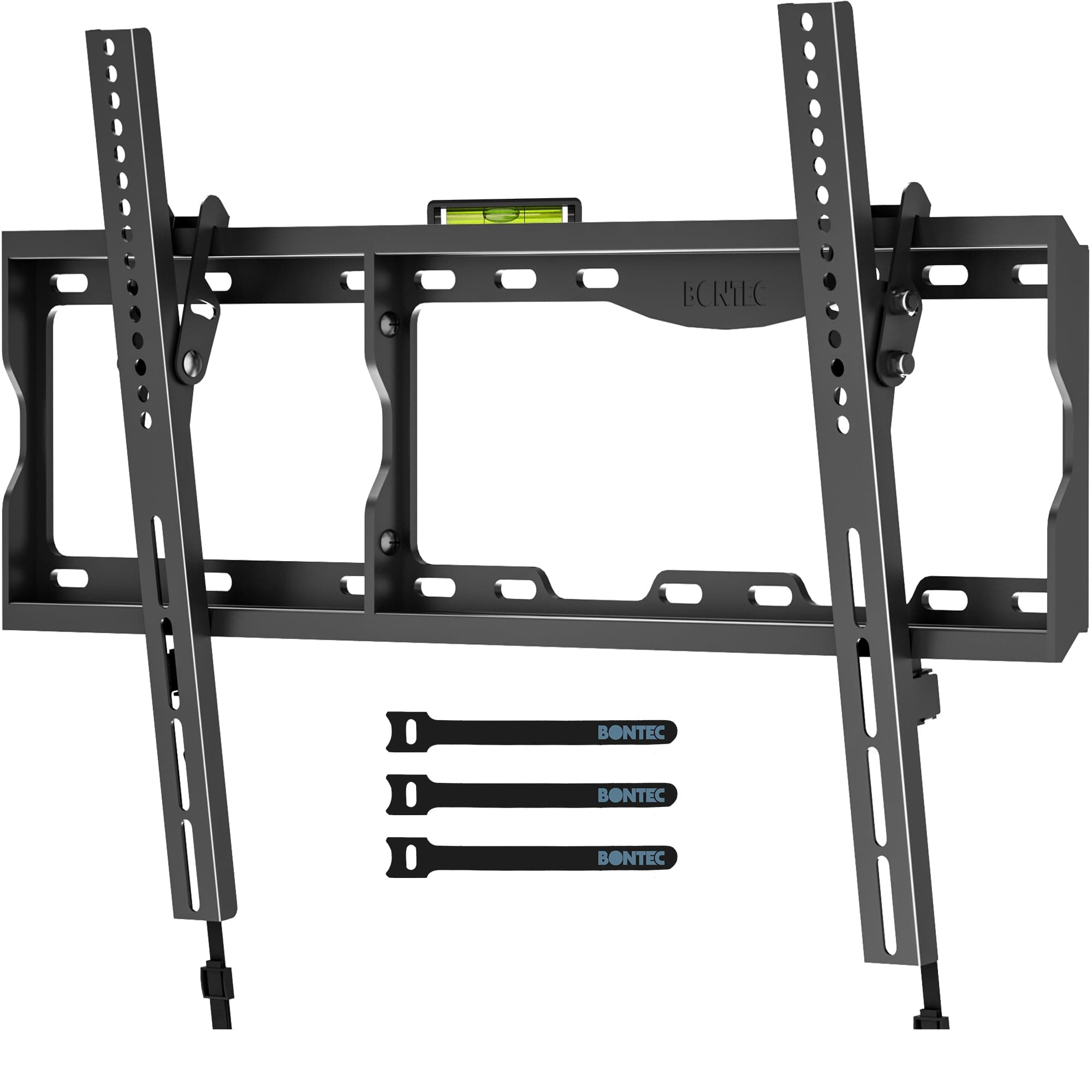BONTEC TV Wall Bracket for Most 17-86 inch LED LCD OLED Plasma Flat Curved TVs, Tilt bracket 65 inch+ Holds up to 75kg, Max VESA 600 x400mm, Spirit Level and Cable Ties Included