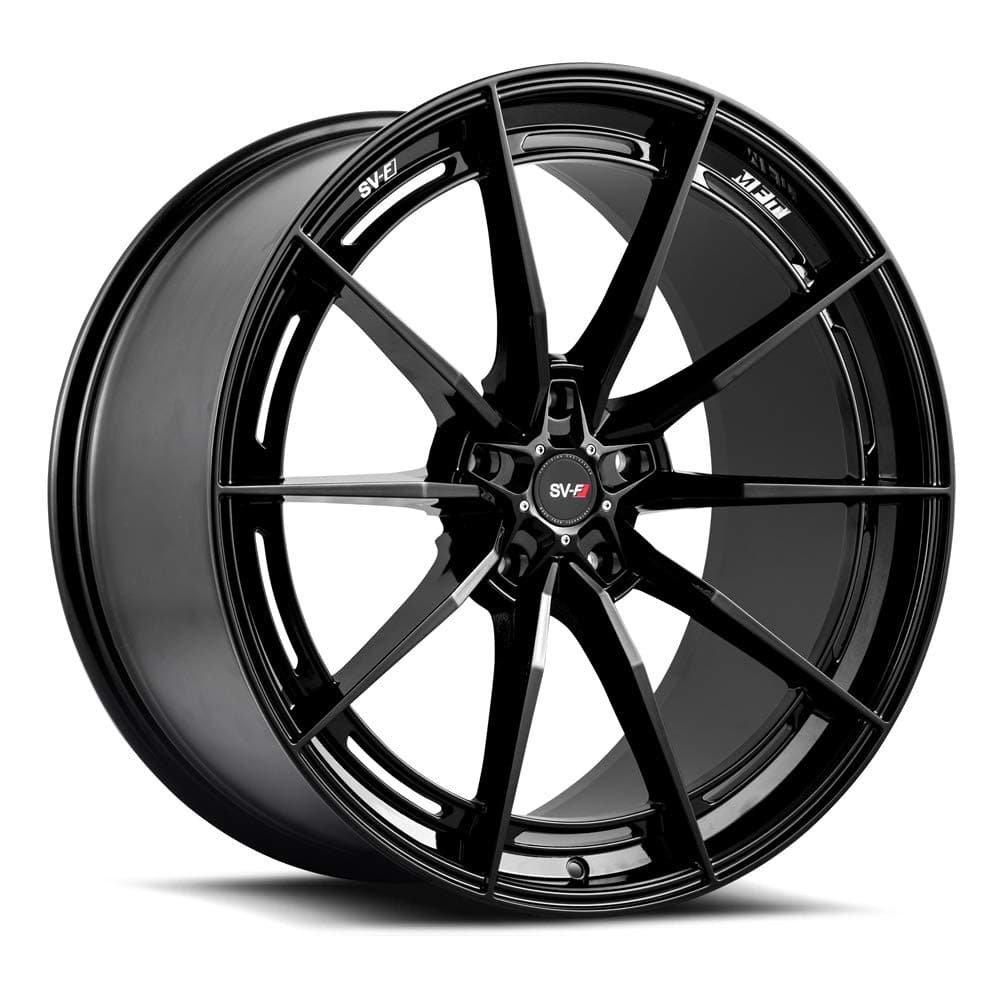 19" Inch Savini SV-F1 Flow Form Gloss Black Wheels Rims Only | Set of 4 | Fits (2002-2008) Mercedes E-Class AMG W211 | Includes 2 Kulture Motorsports Decals