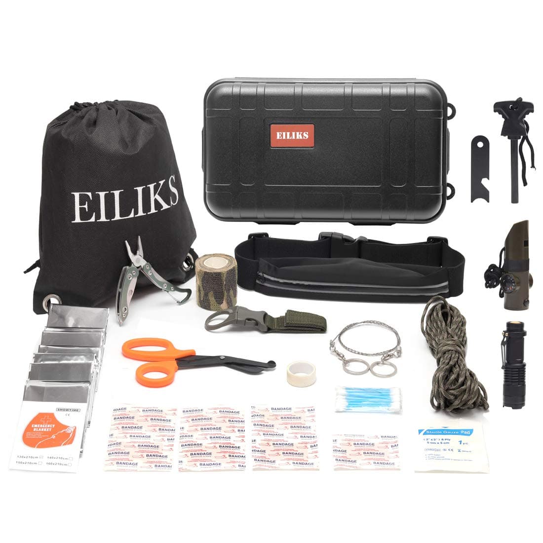 First Aid Survival Kit Outdoor Emergency Kit 47 in 1 Earthquake Survival kit Trauma Bag for Car Home Work Office Boat Camping Hiking Travel or Adventures