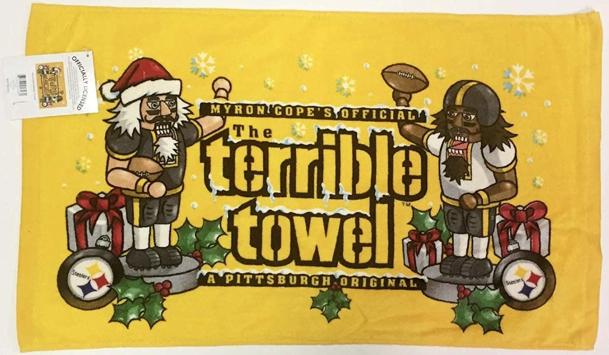 Pittsburgh Steelers Myron Cope's Official Terrible Towel Christmas Nutcracker Edition - New with Tags