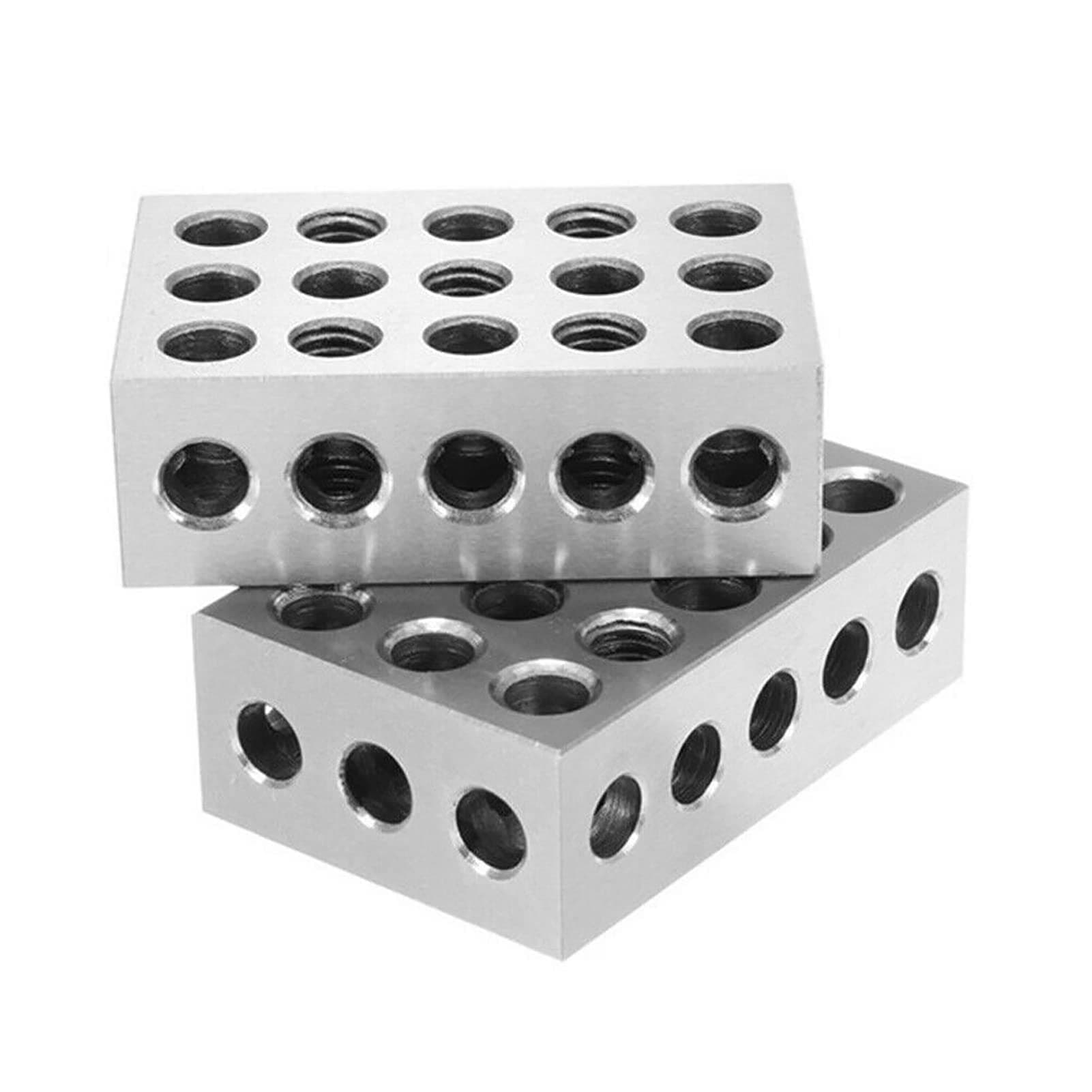 Shoze 2PCS Precision Blocks Hardened Steel Blocks 0.0002'' Engineer Ground Hardened 23 Holes Engineer Blocks 1''x 2'' x3'' for Milling Machinist Lathe Tools