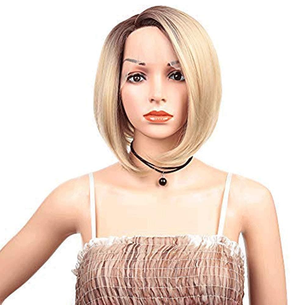 12 inch Short Straight Bob Synthetic Hair with lace Front Wigs for Women and Girl Natural Looking Heat Resistant