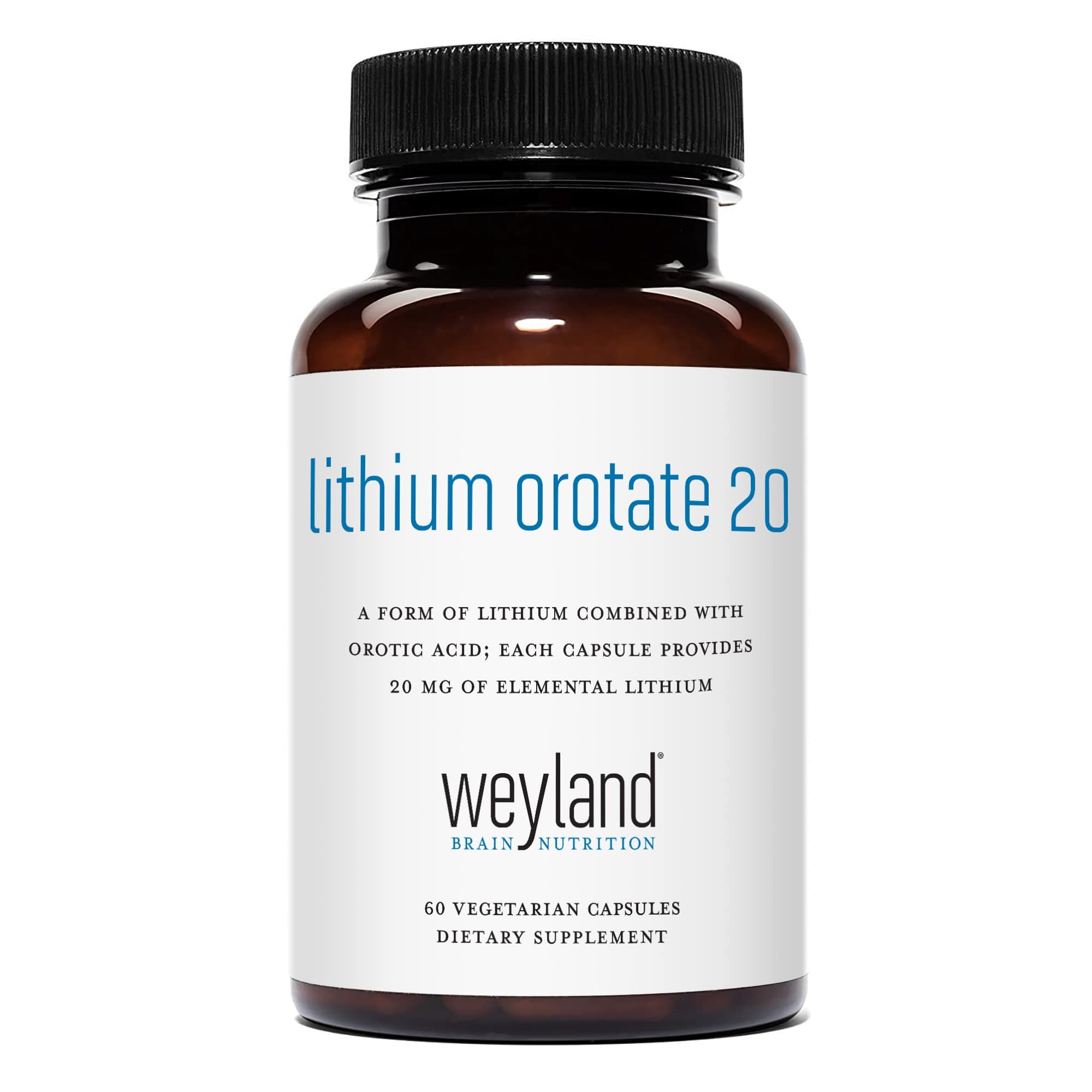 Lithium Orotate - 20mg of Elemental Lithium, 60 Vegetarian Capsules (60 Count (Pack of 1))