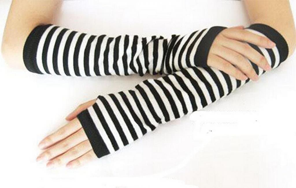 MINID womens warm Stripe long fingerless gloves(GL18)