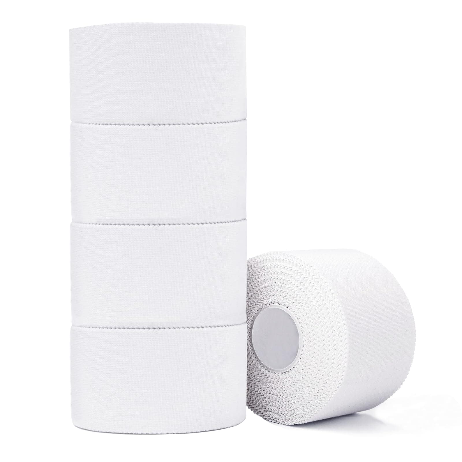 (Pack of 5 Athletic Tape, White Sports Tape, Very Strong, No Sticky Residues, Wrist & Ankle Tape for Gymnastics, Boxing, Lacrosse, Climbing, Hockey, Medical Injuries (Blanc