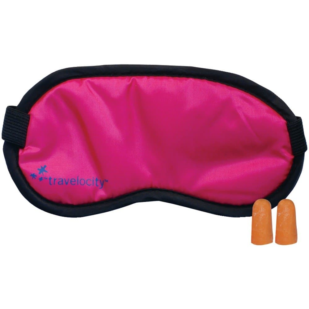 Travelocity Fabric Eye Mask and Earplugs (Pink)