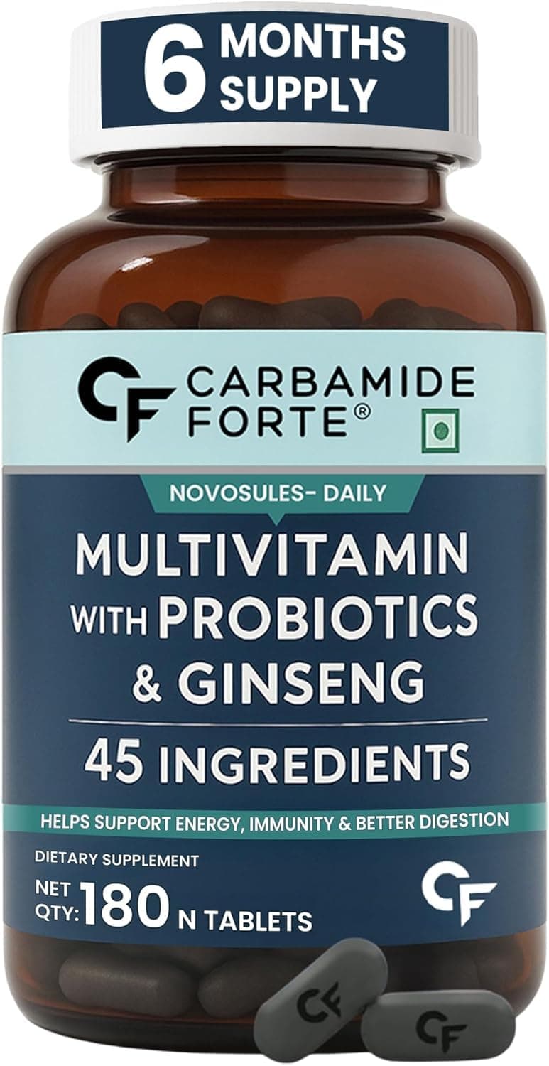 Carbamide Forte Multivitamin for Men&Women | Multivitamin with Probiotics & Ginseng | 180 Multi vitamin Tablets - 6 Months Supply