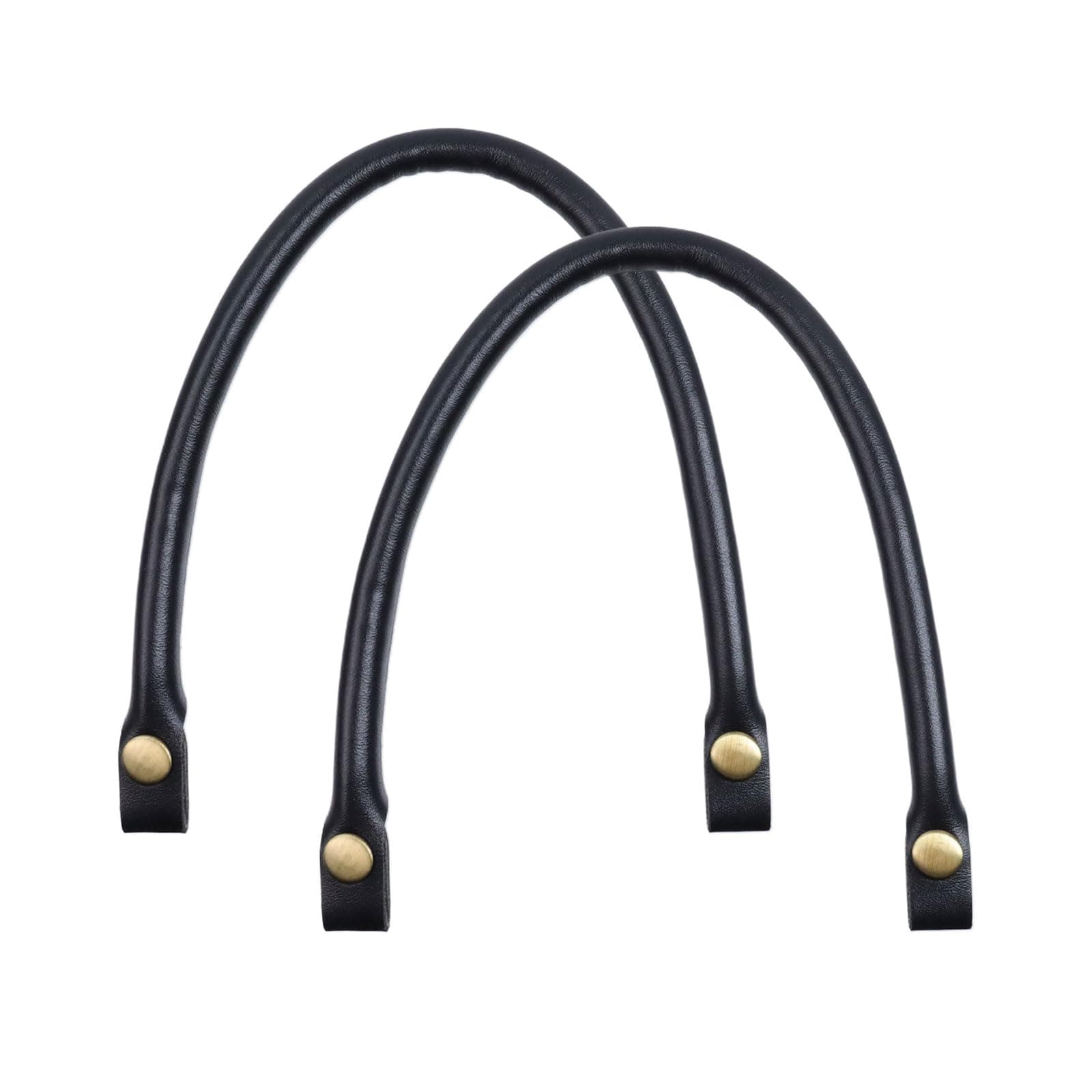 Semetall Purse Handles 2 Pcs 0.5'' Wide 15.7" Length Handbag Handles Black PU Leather Purse Strap with Button for Handbag and Handbag DIY Making Accessories,Leather Handles for Bags