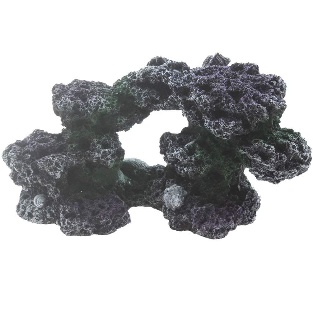 emours Aquarium Imitation Coral Reef Rock Base Cave Decor, Small (7.87 x 3.9 x 3.9inch)