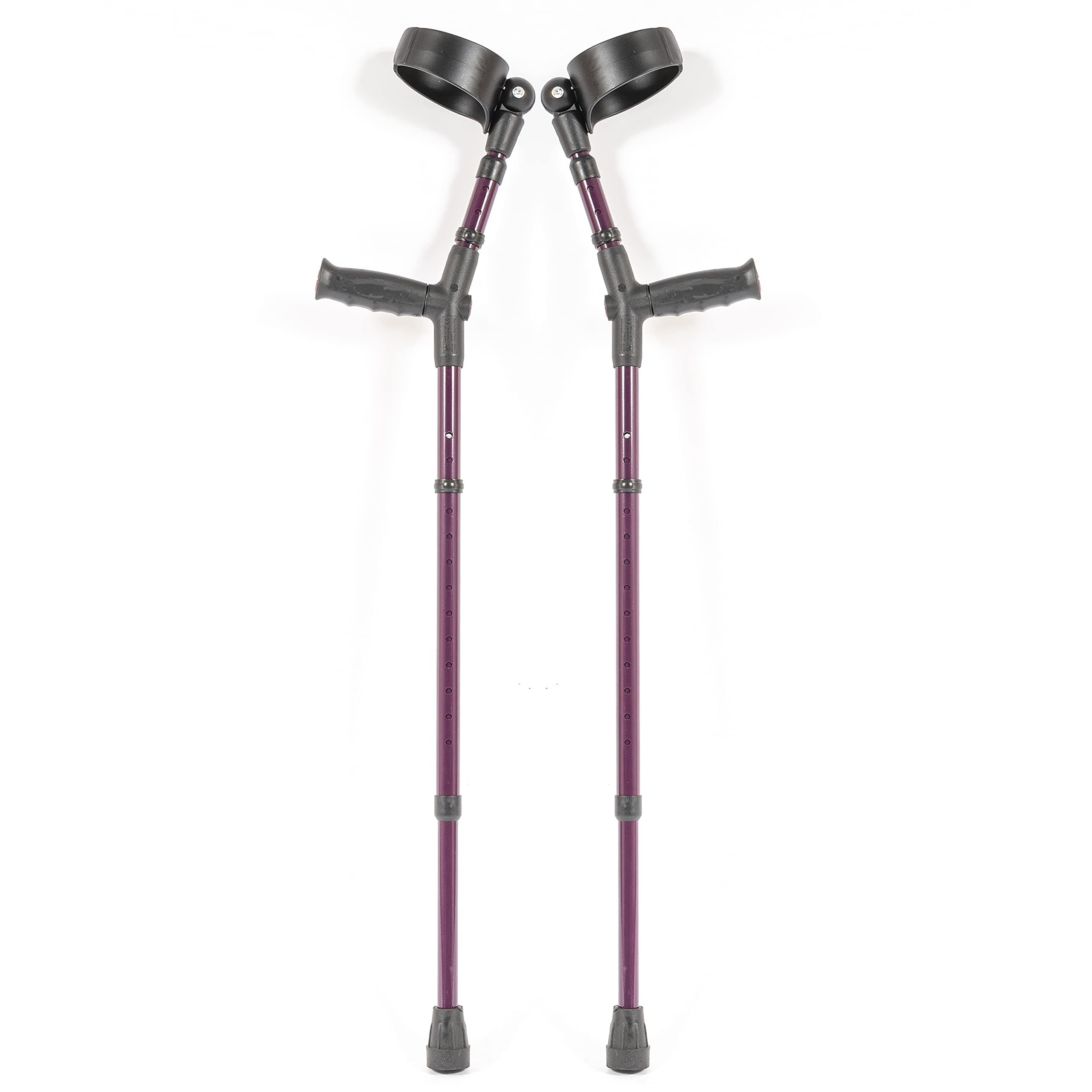 Ossenberg Aluminium Forearm Crutches Closed Cuff Ergo Soft Grip Pair (Aubergine)