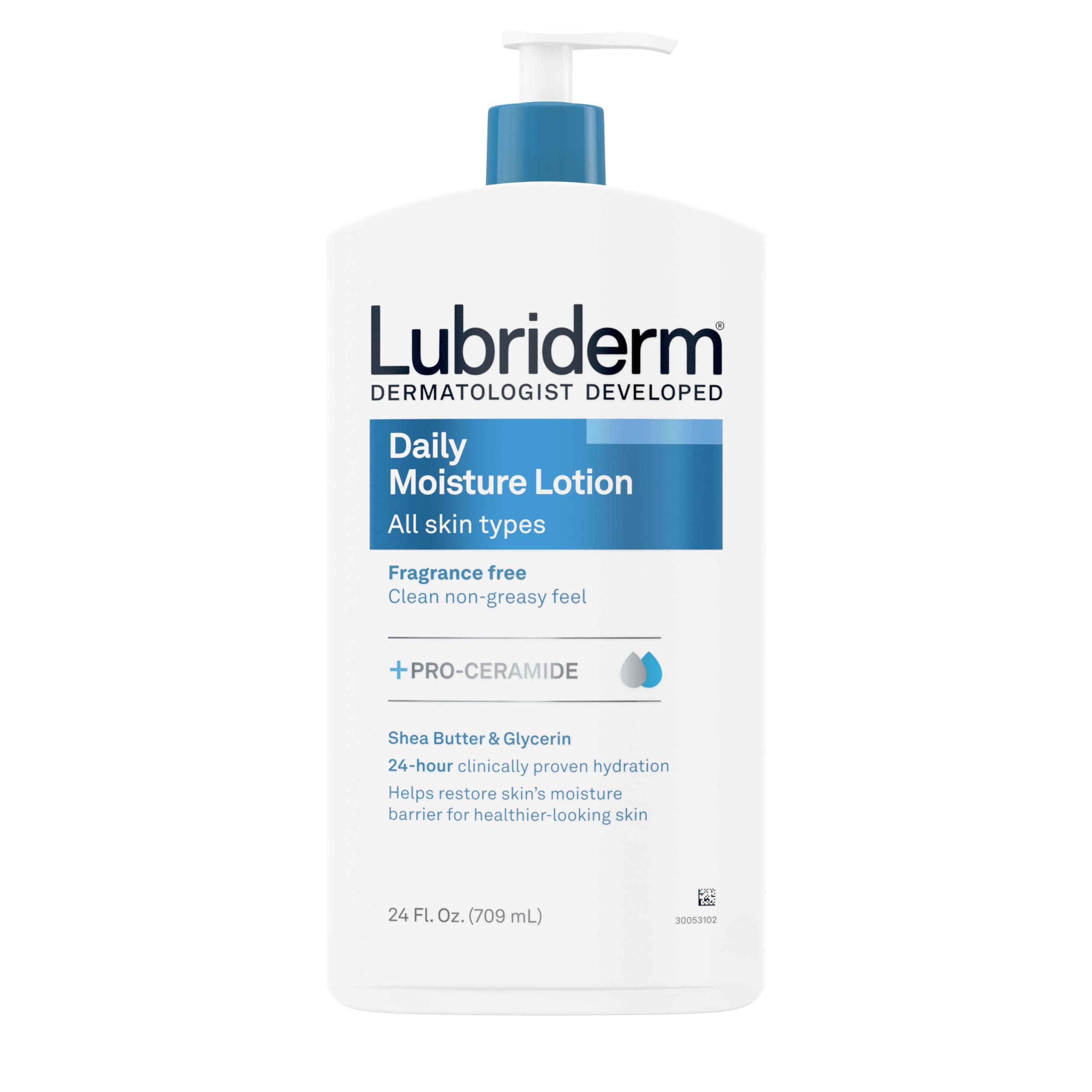 Lubriderm Daily Moisture Hydrating Unscented Body Lotion with Vitamin B5 for Normal to Dry Skin, Non-Greasy and Fragrance-Free Lotion. 24 fl. oz.