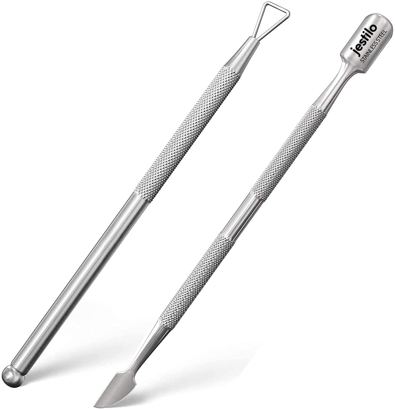 Stainless Steel Cuticle Pusher and UV Gel Nail Polish Remover [Pack of 2] Cuticle Remover & Trimmer | Nail Art Tools Scraper and Cleaner