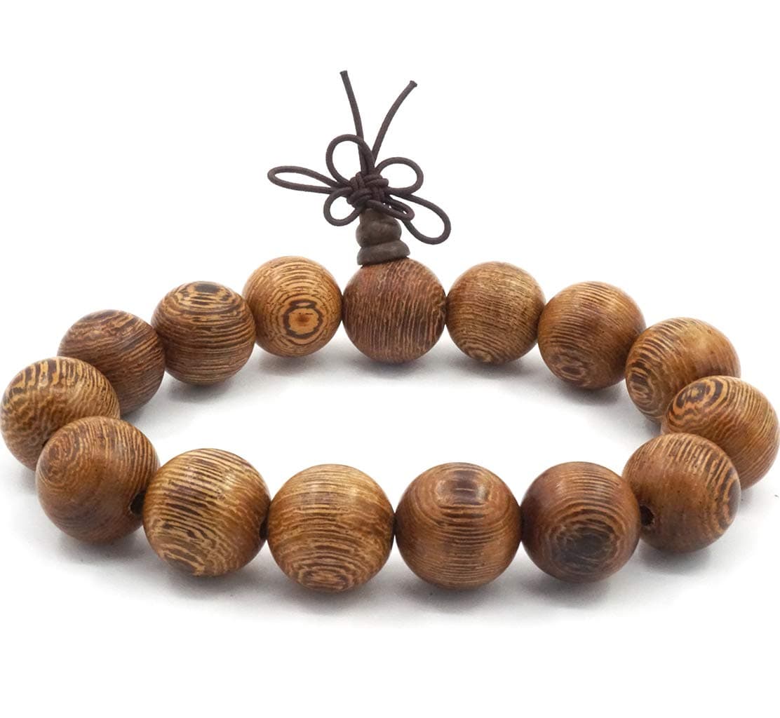 Mala Bead Bracelet Tibetan Buddhist Buddha Prayer Meditation Elastic 15mm Large Sandalwood Beads Men Bracelet