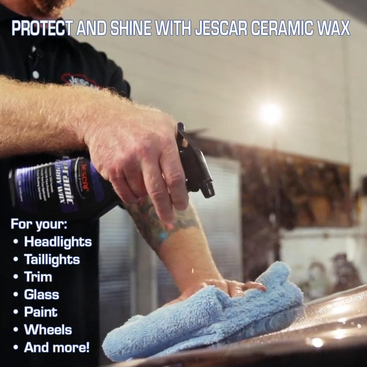 Jescar Ceramic Spray Wax - 128oz | High-Gloss Shine, Long-Lasting Protection, Easy Application, Hydrophobic coating for Cars, Motorcycle, RV's, Streak Free Finish.