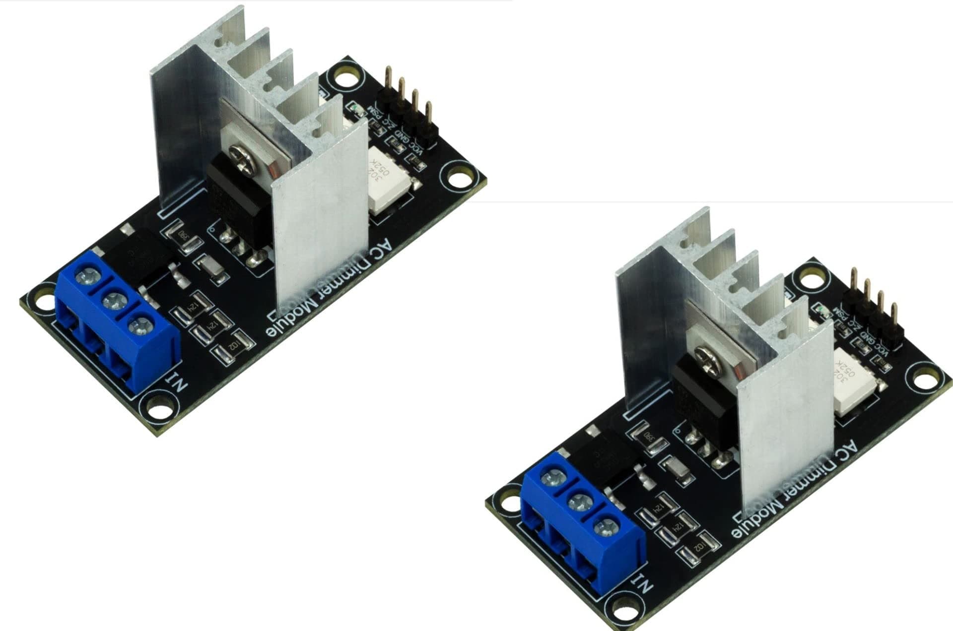 2 pcs PWM AC Programmable Light Dimmer 110V-220V AC Module Controller Board for Arduino, STM, ARM, AVR, Raspberry Compatible 50/60Hz with HeatSink 3.3V/5V Logic