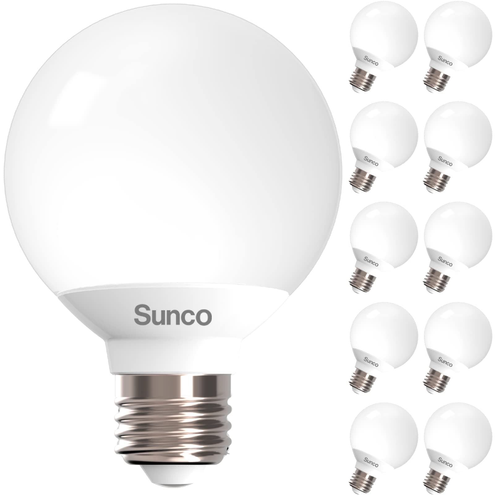 Sunco 10 Pack G25 LED Light Bulbs, Vanity Globe Bathroom Light Bulb, 450 LM, 5000K Daylight, 6W (40W Equivalent), Dimmable Mirror Vanity Decorative Bulb, E26 Base UL