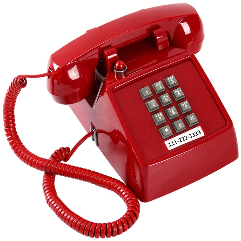 Traditional Red Landline Phone with Message Indicator, Classic 2500 Analog Desk Phone, Vintage Corded Desk Telephone with Large Buttons, Old Red Telephone Landline for School & Home