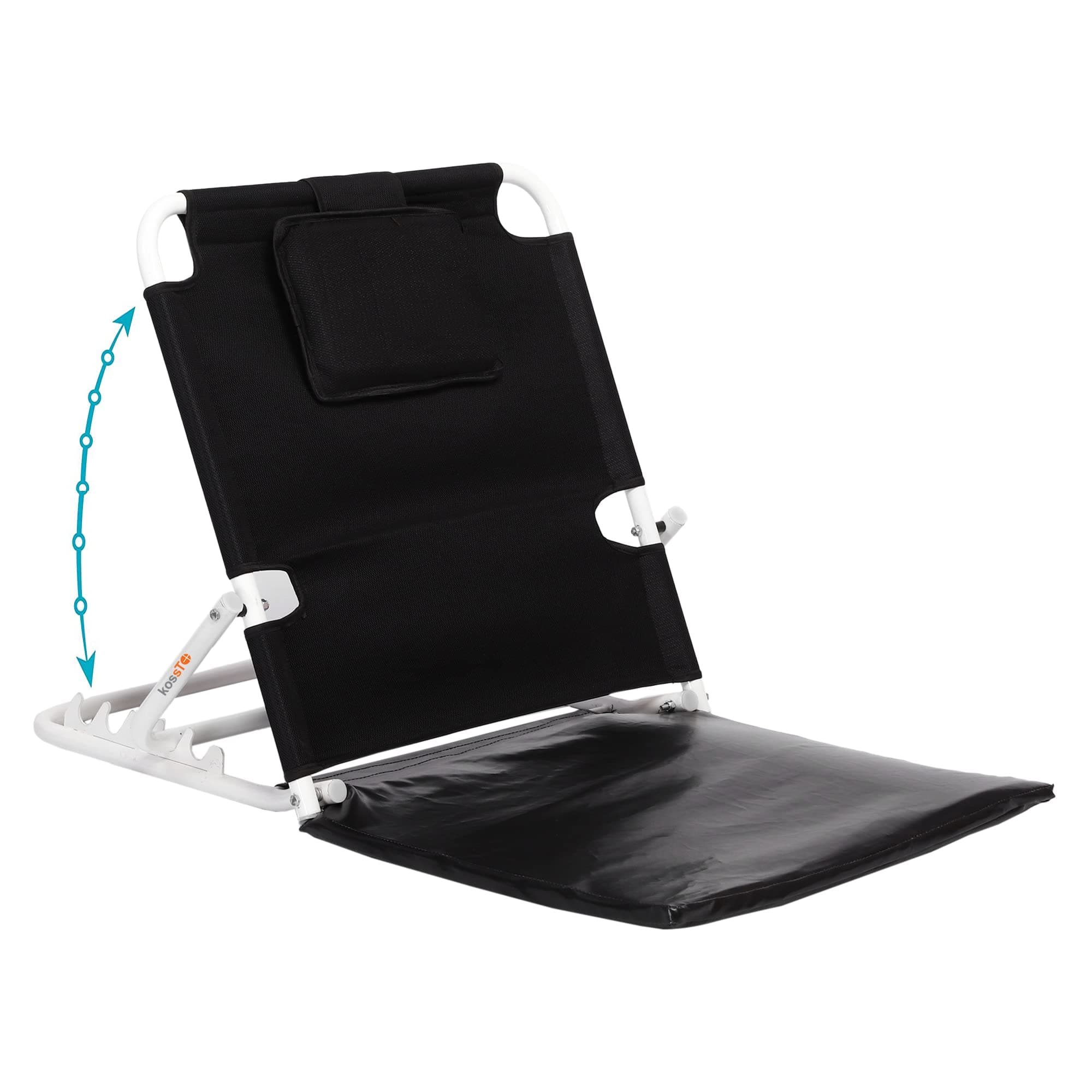 kossto Adjustable Hospital Back Rest for Use on Bed OR Back Support Back Adjustable, Multi Function, 5 Changeable Recline Angles,Foldable & Portable Universal Size (Black)
