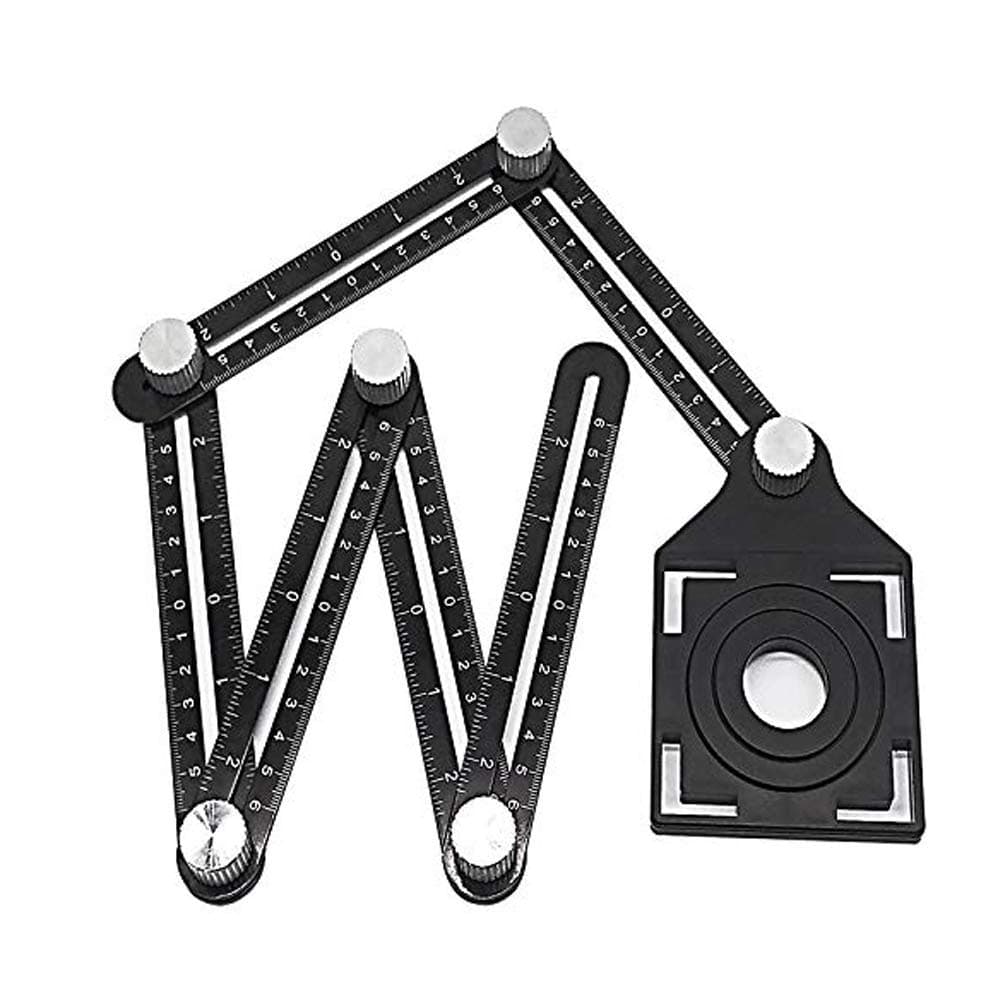Multi-function Ruler,Six-Sided Aluminum Alloy Angle Measuring Tool,Aluminum alloy six-fold ruler tile opening locator mud tile shop paste floor tile glass Vientiane universal hole puncher