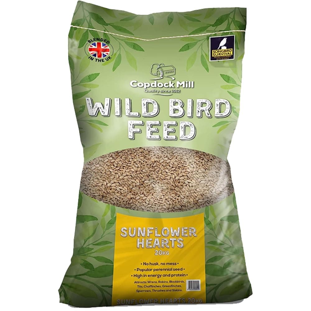 Copdock Mill Sunflower Hearts Bird Food 20kg – for Wild Birds – Bird Seeds Suitable for Sunflower Seeds Feeders & Bird Tables