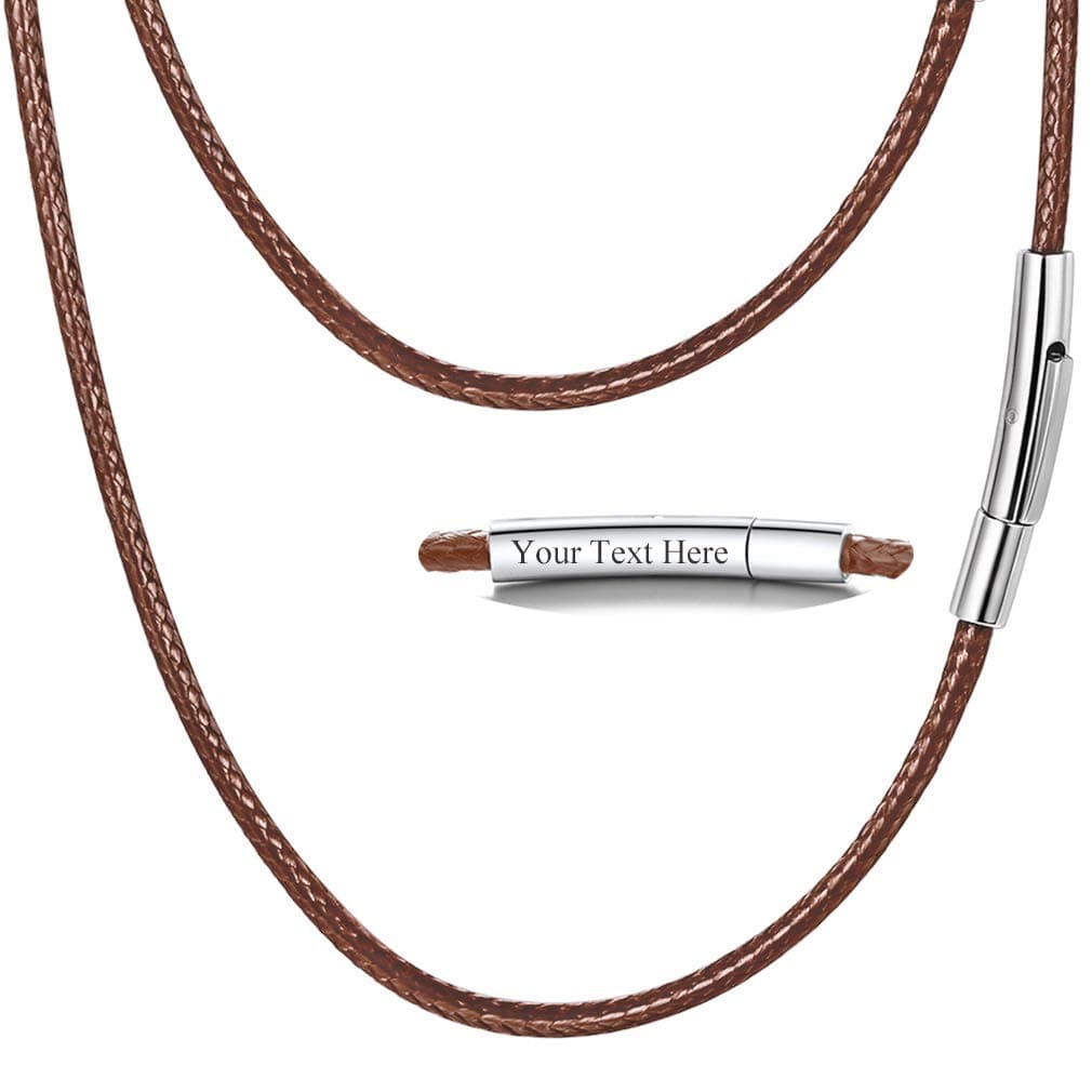 PROSTEEL Black/Brown Wax Leather Cord, Braided Rope Necklace, 2mm/3mm, Stainless Steel Snap Clasp, Men Women Jewelry, DIY Customize Cord for Pendant, 16''- 30''