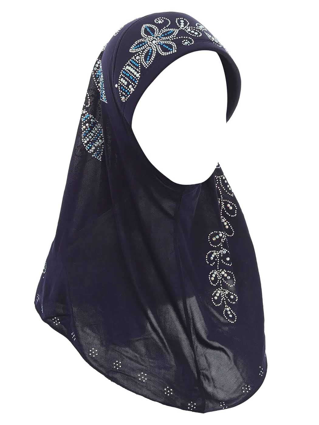 WoeoeRhinestone Muslim Hijab Cap Lightweight Hijab Pre-Tied Muslim Head Wrap for Women and Girls