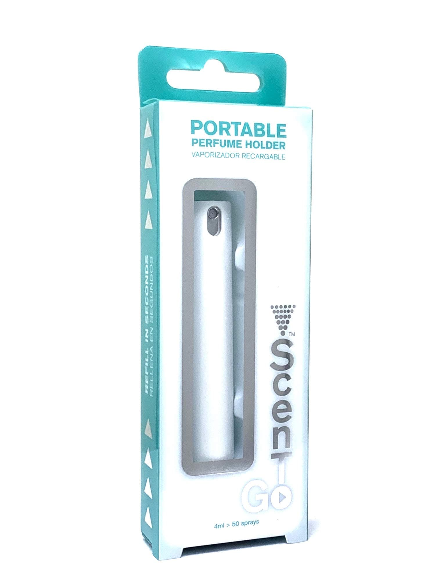Scentogo Refillable Travel Perfume Atomizer - Portable Spray Bottle for Women and Men's Cologne - 4 ml - White