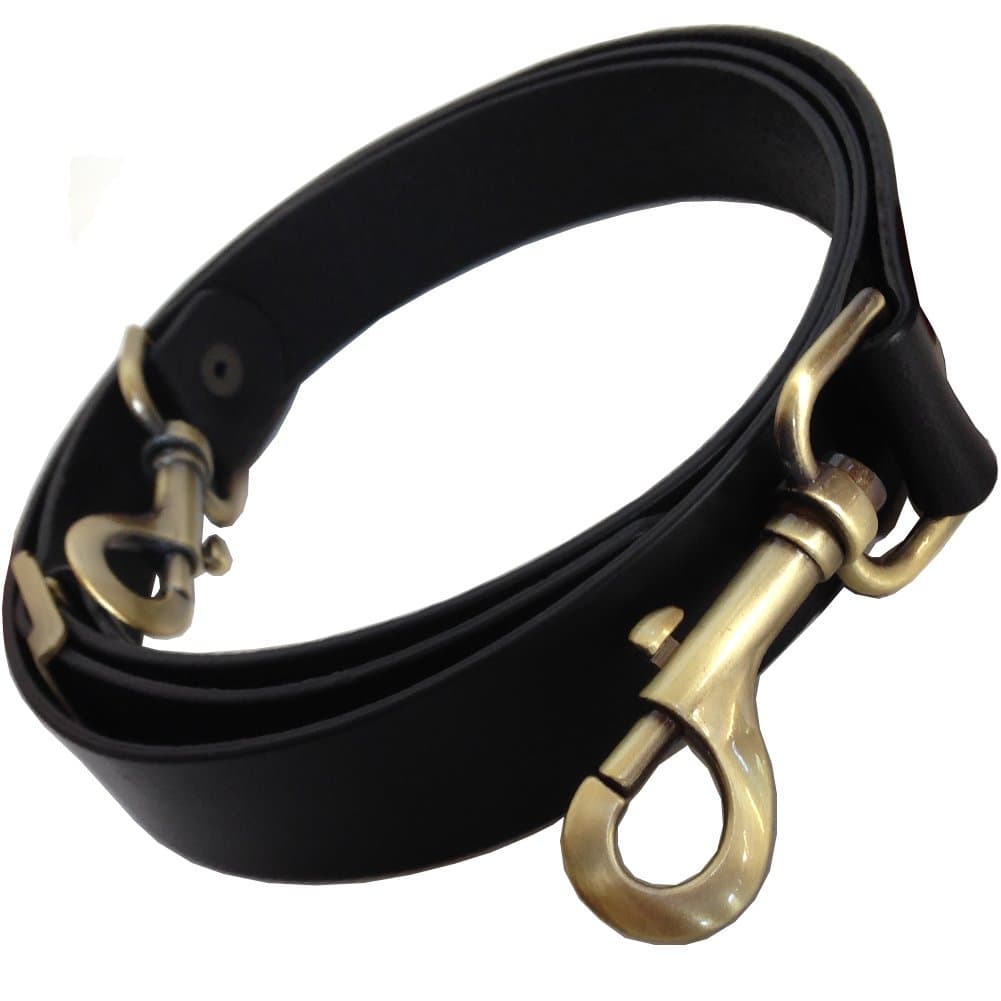 1" Black Top Grain Leather Replacement Adjustable Cross Body Handbag Purse Strap