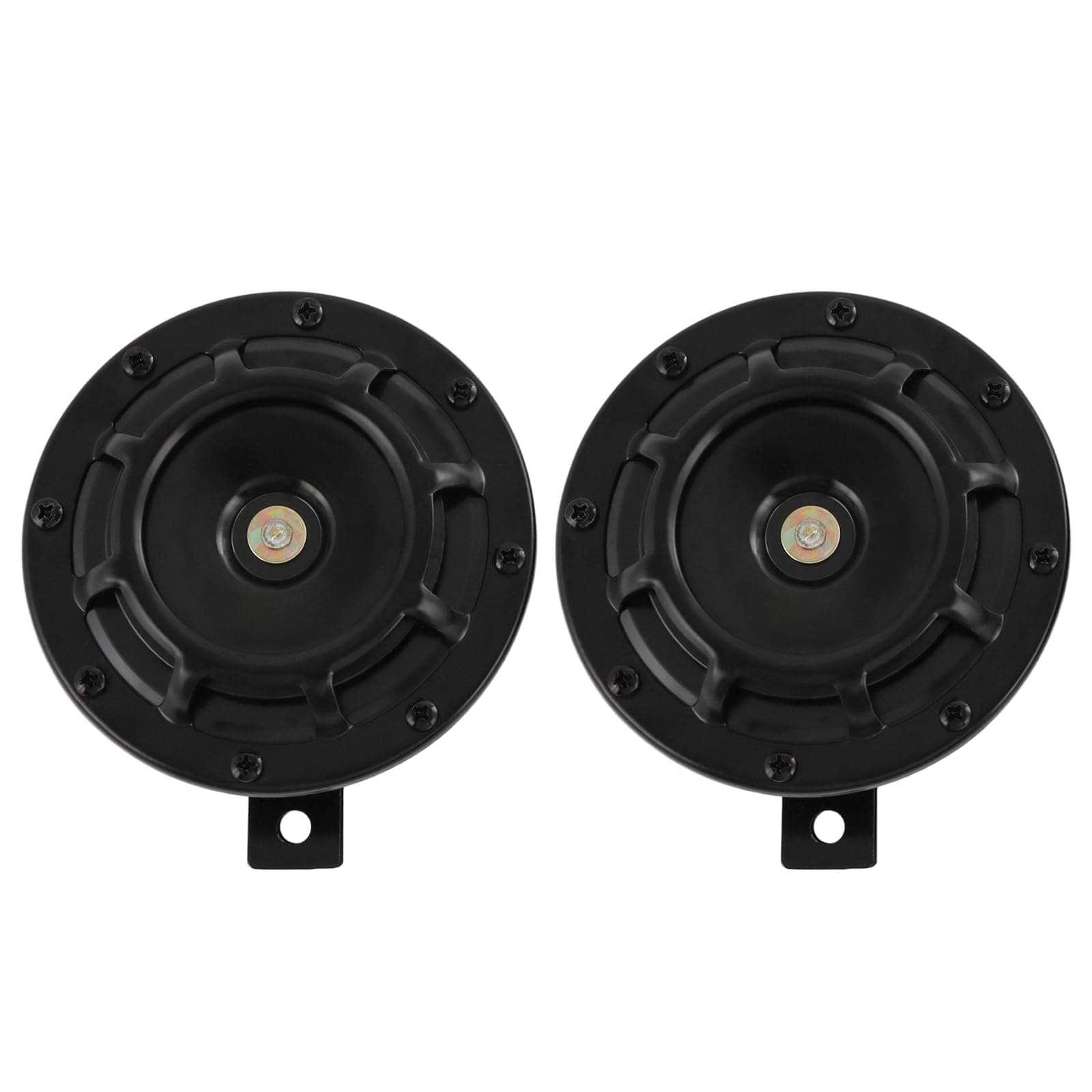 CARMOCAR Eletric Car Horn Kit 12V 135db Super Loud High Tone and Low Tone Metal Twin Horn Kit with Bracket for Cars Trucks SUVs RVs Vans Motorcycles Off Road Boats (Black)