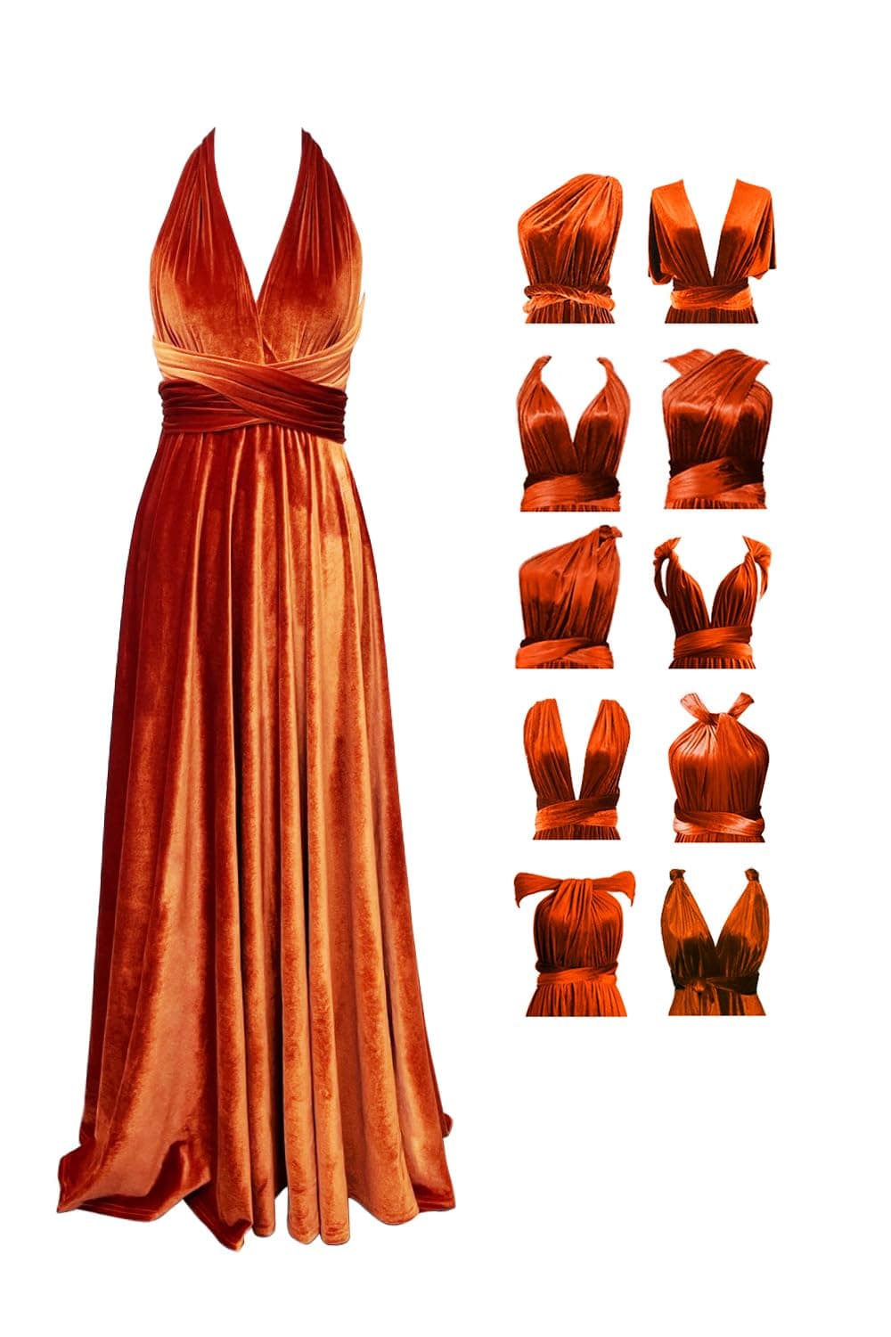 Velvet Infinity Dress with Bandeau, Convertible Bridesmaid Dresses, Multiway Wrap Maxi Long Formal Wedding Guest Dress