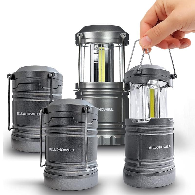 4 Pk Multipurpose Camping Lanterns for Power Outage, Emergency Home Failure, Collapsible, Battery Powered, Extremely Bright LED Lights, Lightweight & Easy to Carry, Waterproof IP65