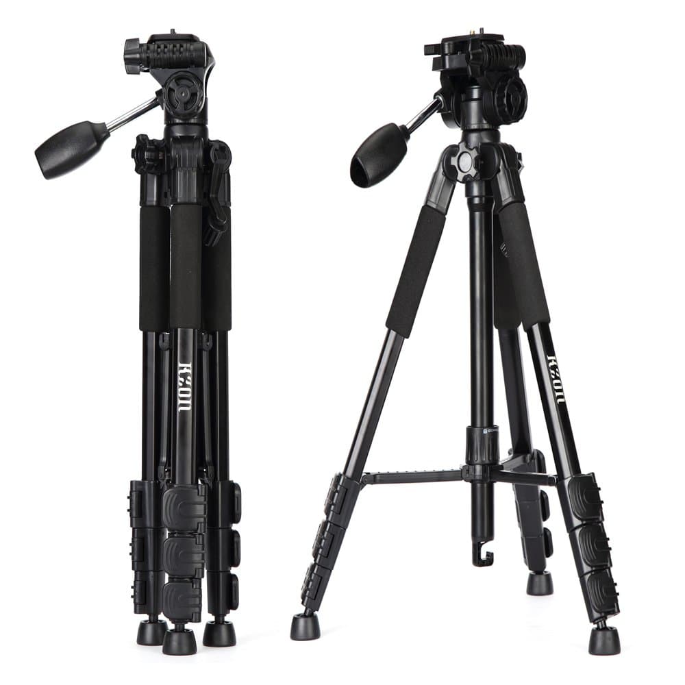 Camera Tripod, KZON K111 Professional Portable Aluminum Camera Tripods with Rocker Arm Ball Head and Travel Carry Case for Canon Nikon Sony SLR Camera and Video Camcorder
