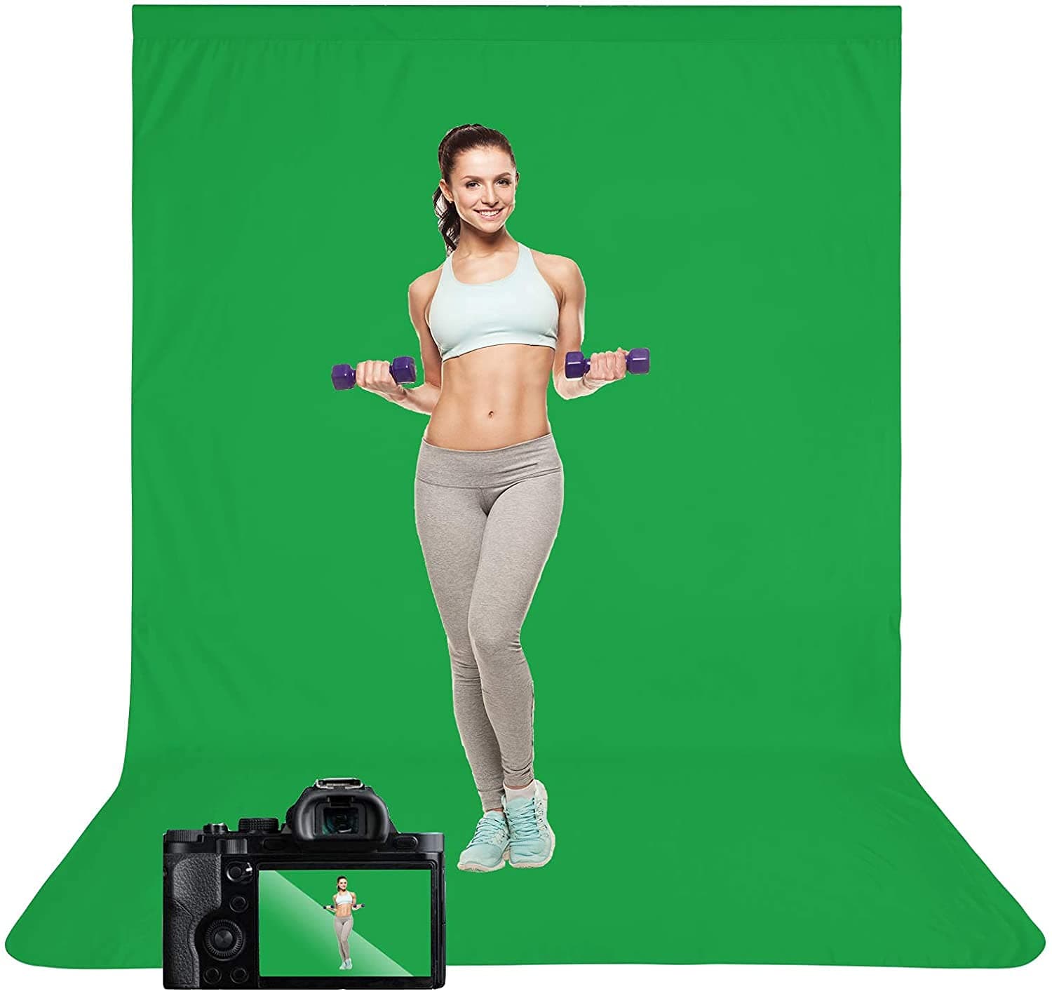 HIFFIN® 8x12 ft Green Screen Photography Backdrop, Chromakey Panel for Photo Video Studio, Muslin Background Screen