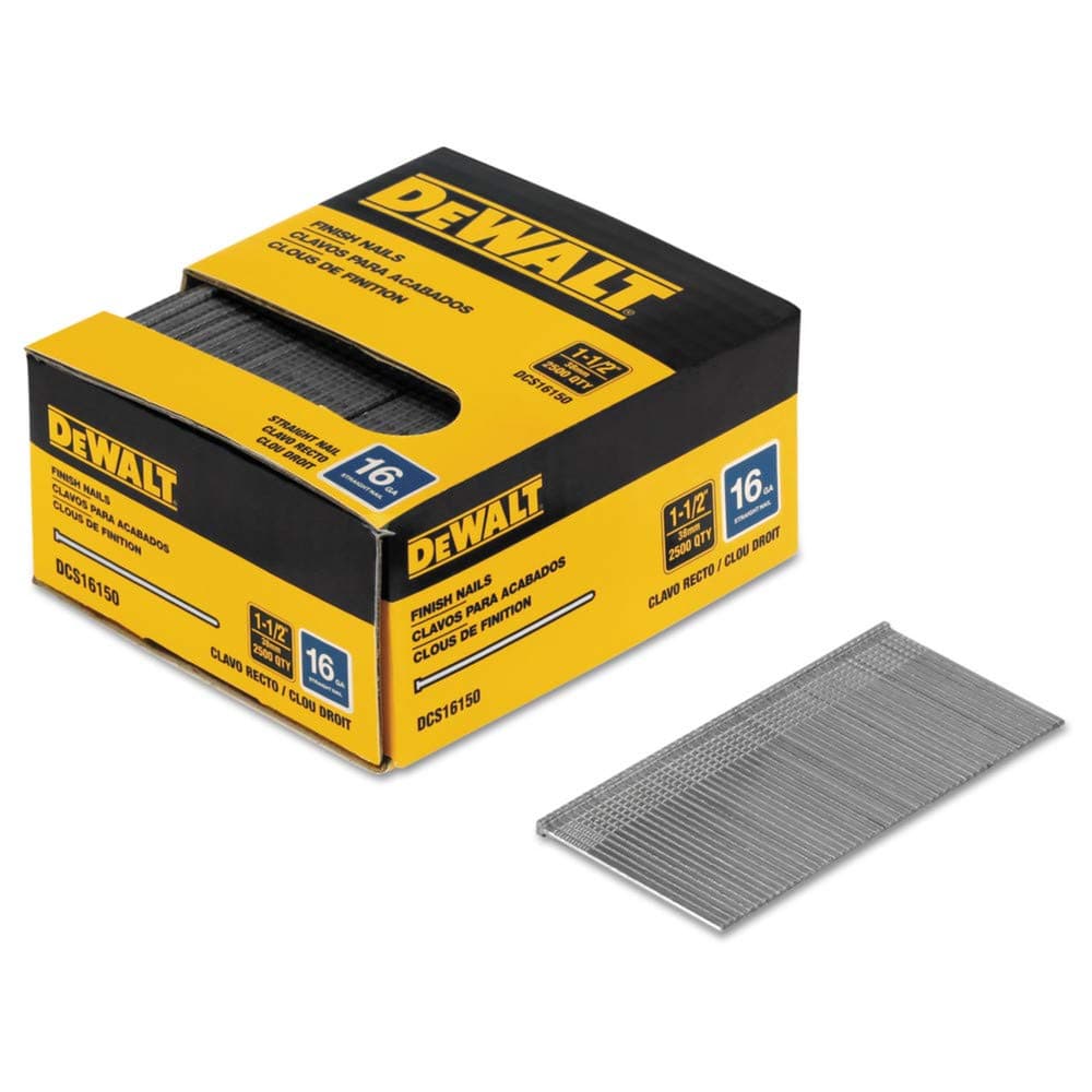 DEWALT Finish Nails, 1-1/2-Inch, 16GA, 2000-Pack (DCS16150), Glossy Exclusive Paper