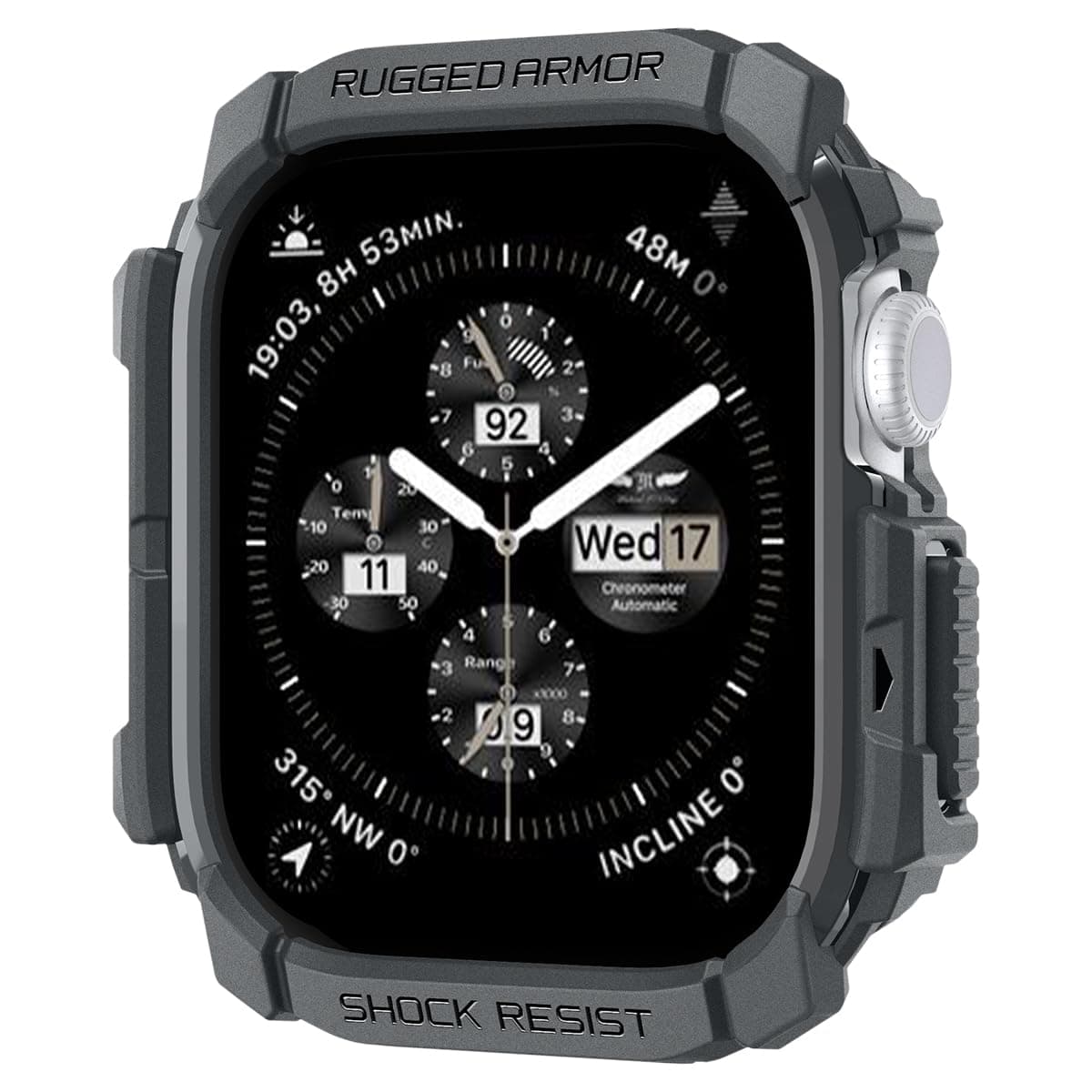 Spigen for Apple Watch Series 11/10 Case, Rugged Armor 46mm Cover - Dark Gray