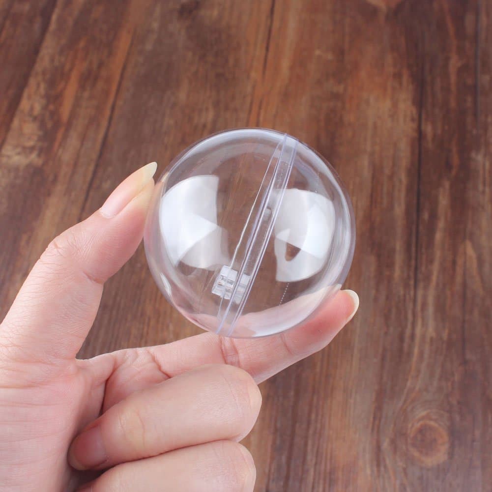 ToSSme 8Pcs Clear Plastic Acrylic Fillable Ball Ornament, Christmas tree decoration Ball 60mm