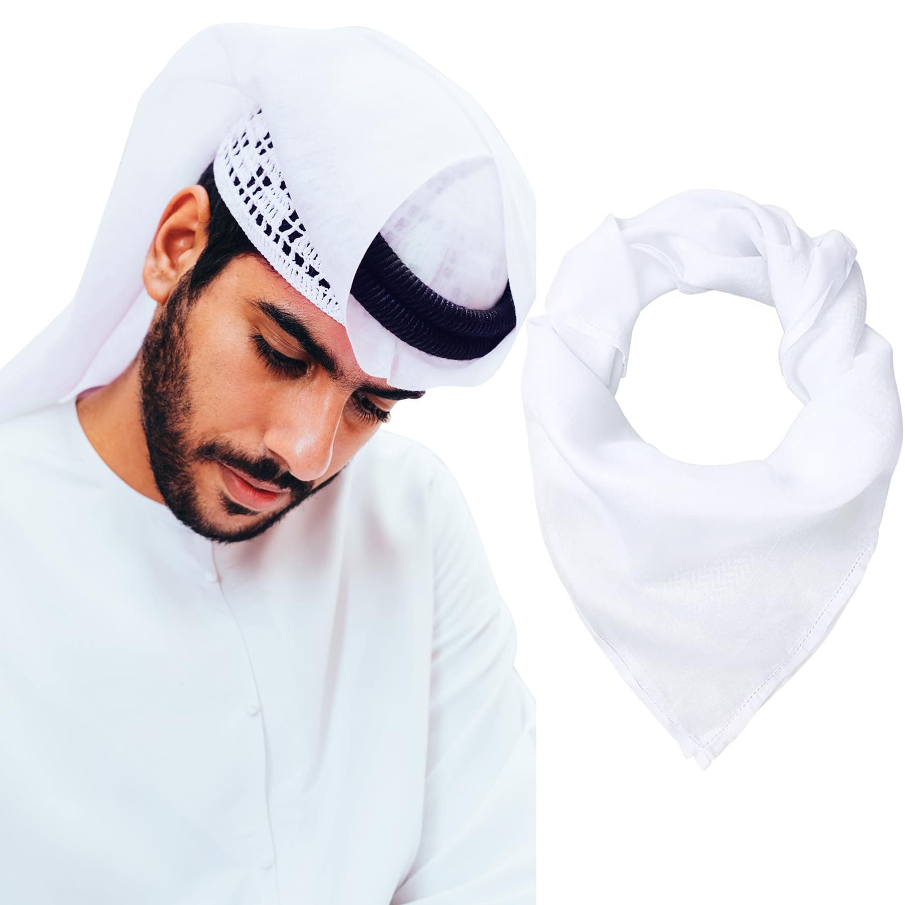 Keffiyeh Arab Head Scarf for Men Shemagh Muslim Turban Saudi Dubai Headwear