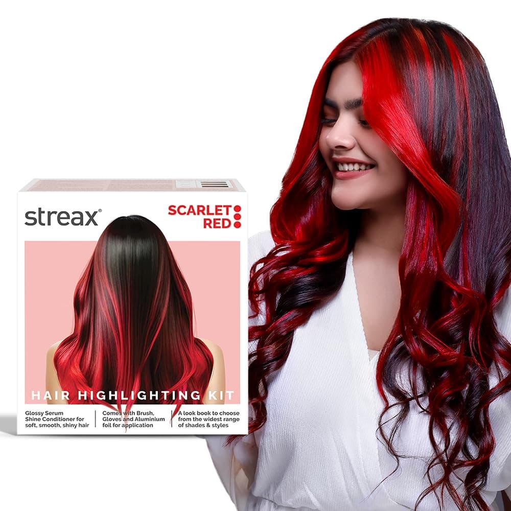 – Hair Colour Highlight Kit | Red Hair Colour, Scarlet Red - Pack of 1 I Enriched with Walnut & Argan Oil I Hair Colour for Women | Rich, vibrant, Easy to use, DIY Application