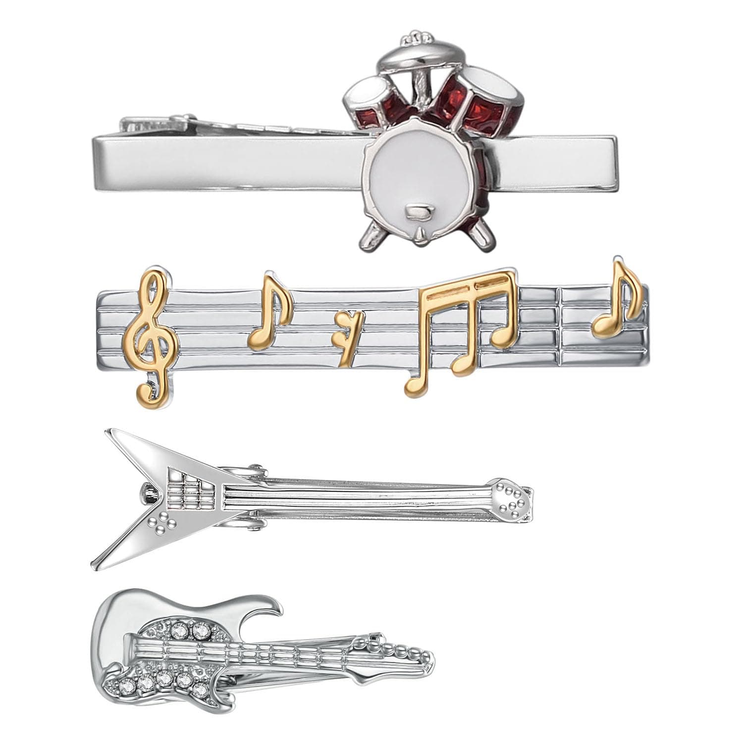 runootPRUnique Tie Clip Set for Men Silver Gold Black 2Pcs Tie Clips Personalized Fathers Day Birthday Jewelry Gift