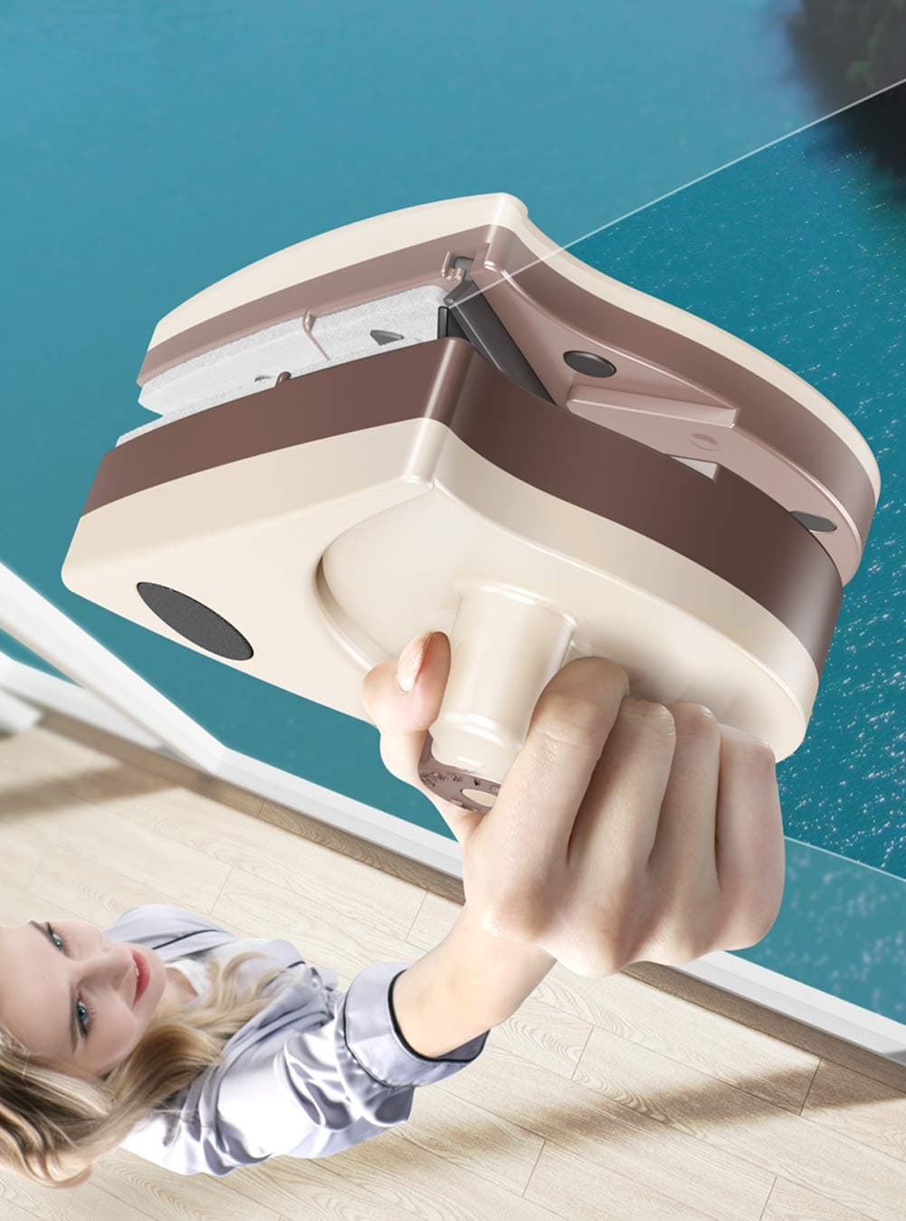 Double-Sided Magnetic Glass Wiper Cleaner Five-Gear Adjustable Magnetic Force for Double Glazed Windows Thickness 0.1"-1" (2-24mm) Magnetic Window Cleaner Wiper Glass Washing Cleaning Tool Brush