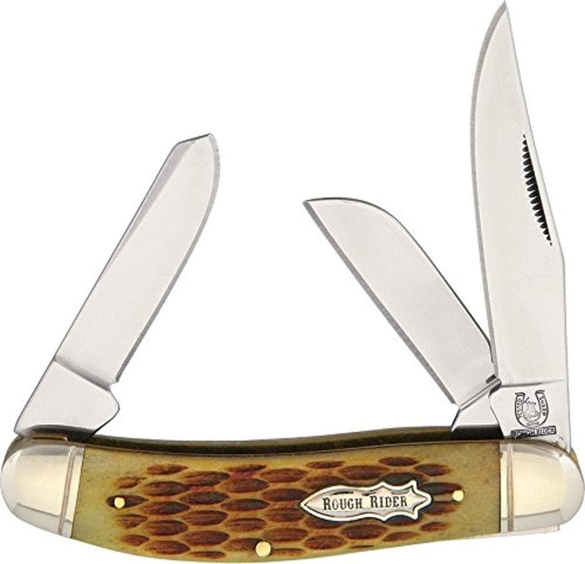 Rough Rider Sowbelly Stockman Fold Knife, Clip, spey and sheepsfoot blade, Am...