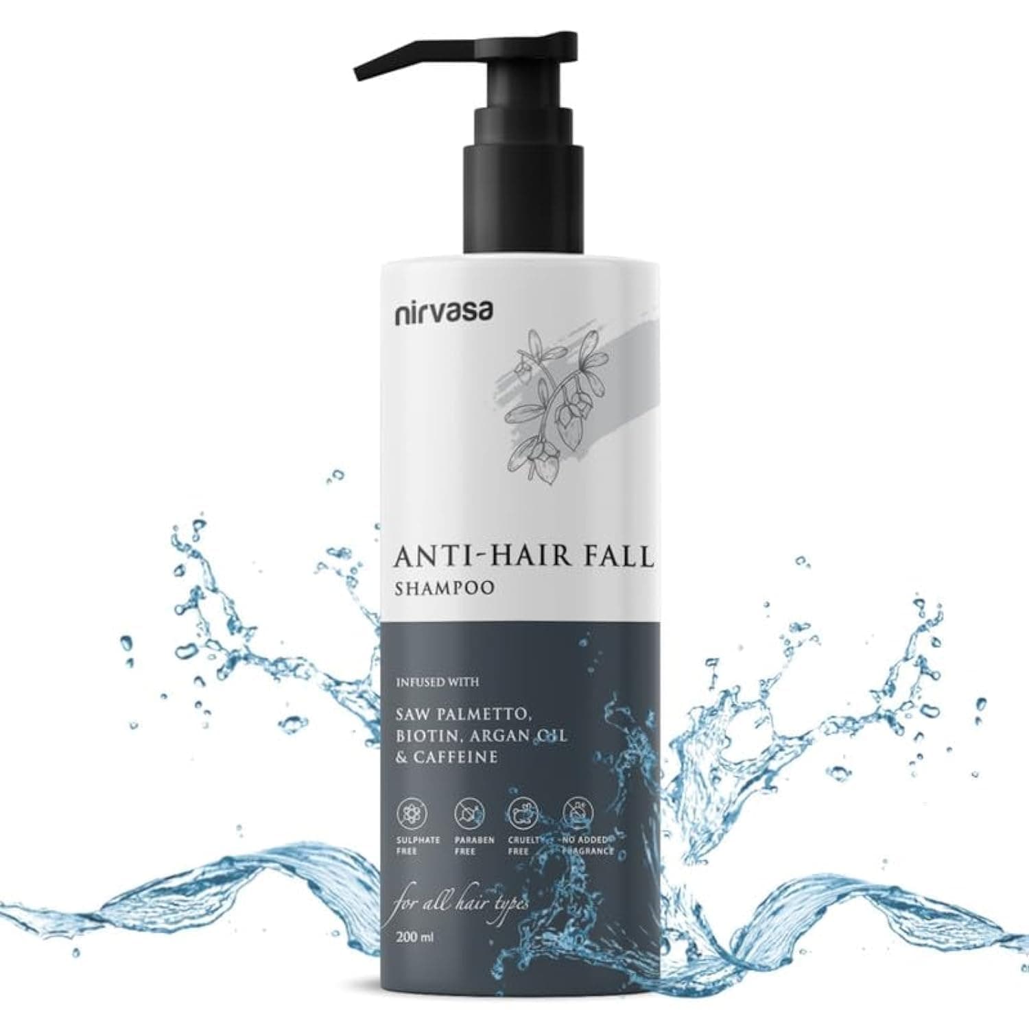 Anti-Hair Fall Shampoo for Men and Women | Infused with Saw Palmetto & Biotin | Helps in Blocking DHT, Reducing Hair Fall & Preventing Breakage | Sulphate Free Formula | 200ml