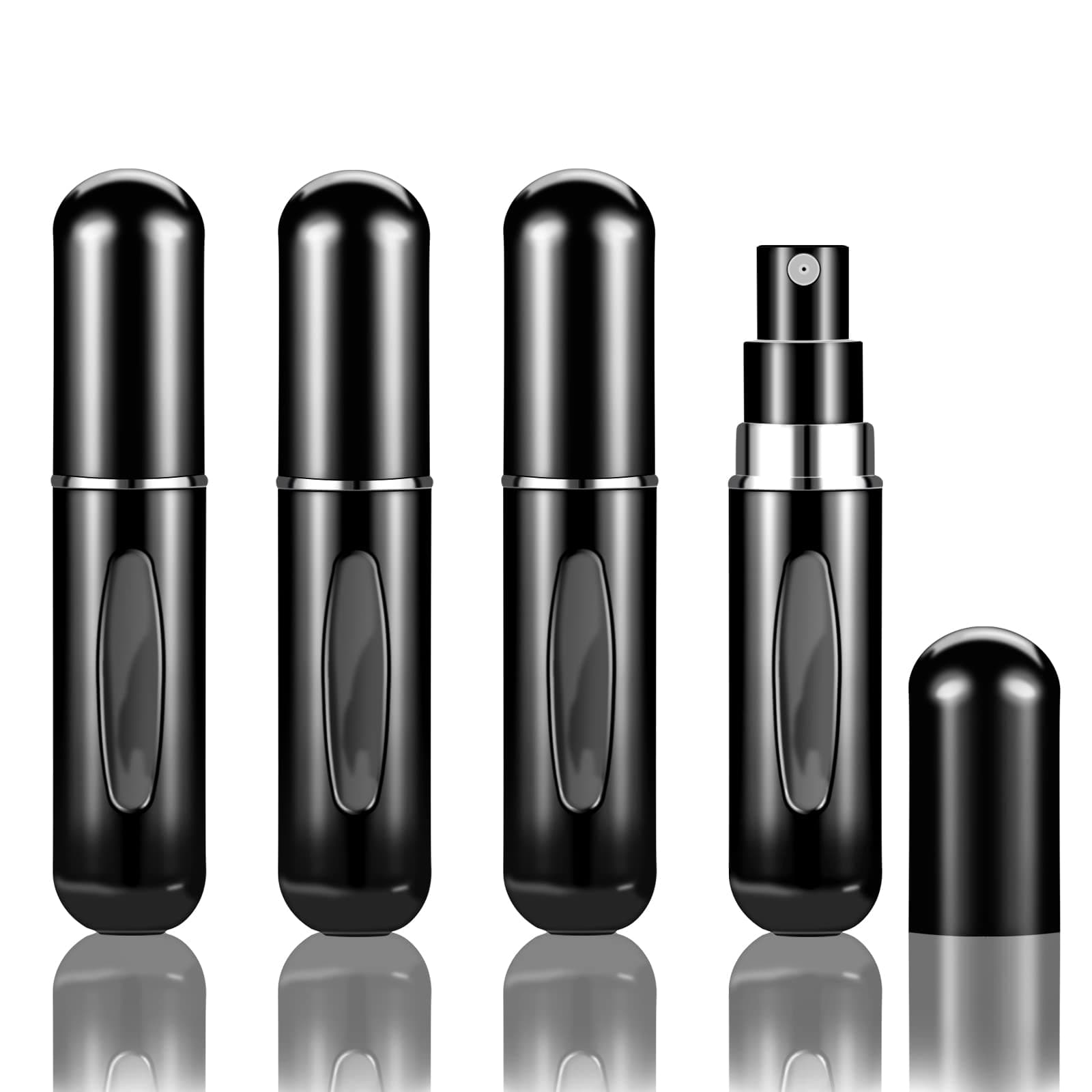 4Pcs Refillable Perfume Atomizer Bottles,Portable Mini Separate Perfume Bottle,Travel and Outings Spray Boxes Dispensers 5ml/0.2oz(Black)