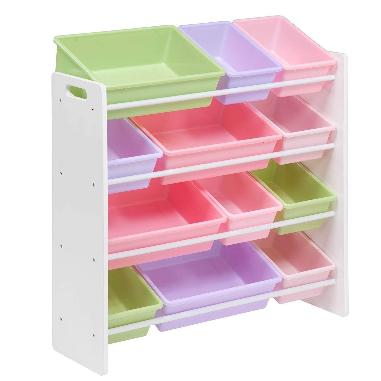 Homesmiths Engineered Wood White Toy Storage Organizer For Kids, Set Of 12 Pa...